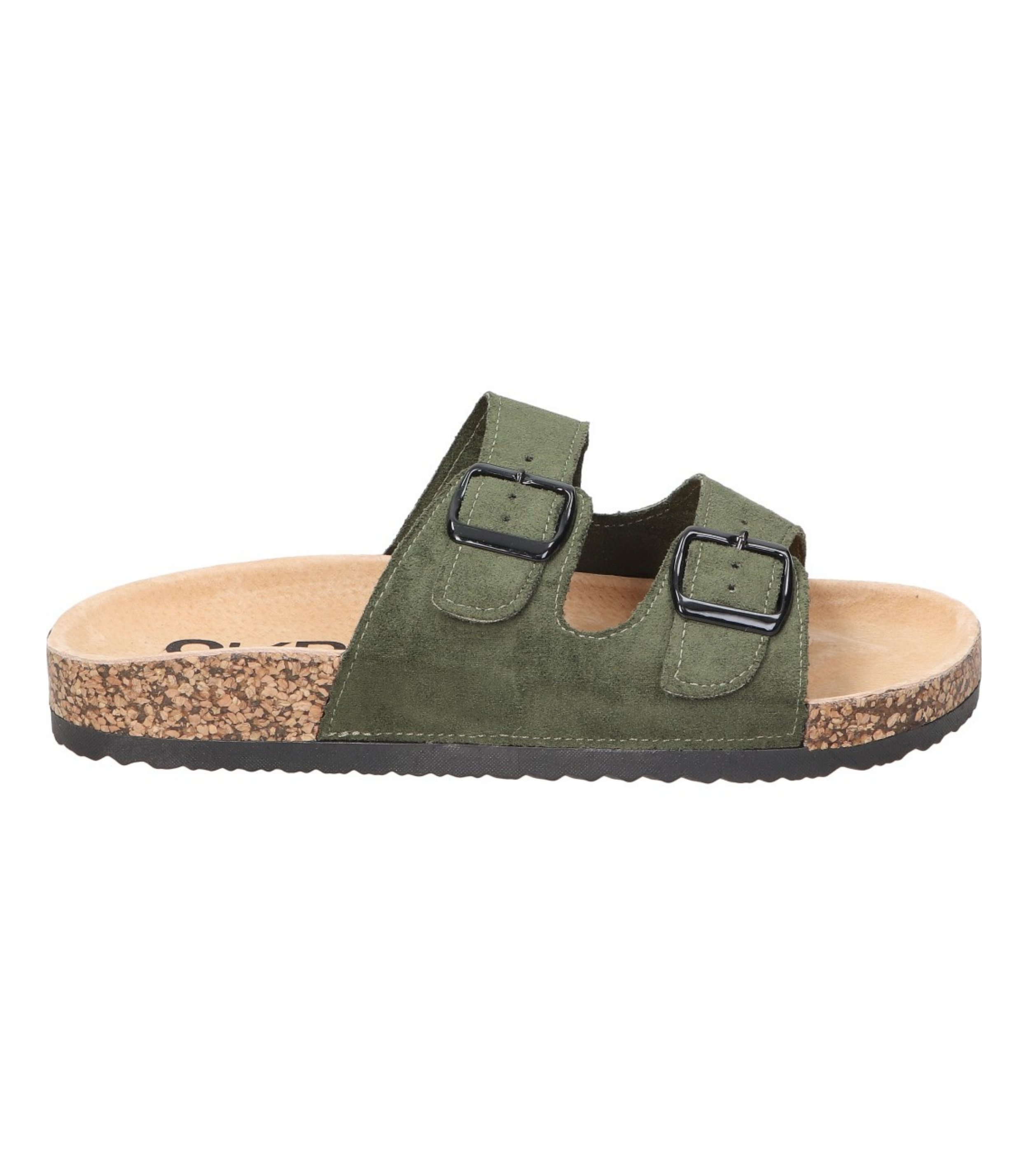 Sandalias planas destalonadas para mujer SKYDIVA RT en color verde khaki, vista lateral derecha