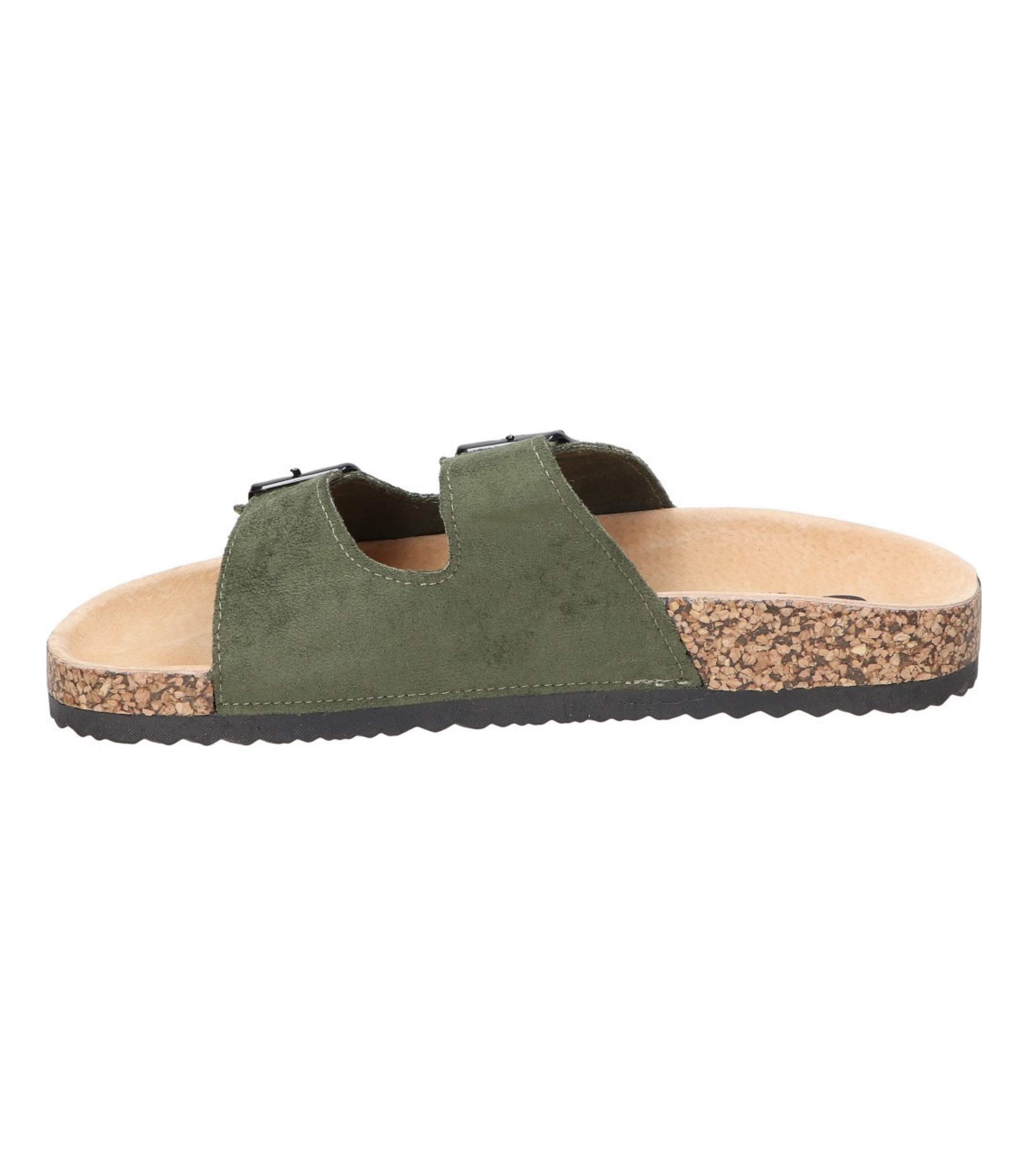Sandalias planas destalonadas para mujer SKYDIVA RT en color verde khaki, vista lateral izquierda