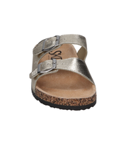 Sandalias planas destalonadas para mujer SKYDIVA RT en color plata, vista frontal