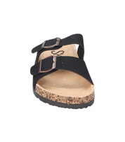 Sandalias planas destalonadas para mujer SKYDIVA RT+ en color negro, vista frontal
