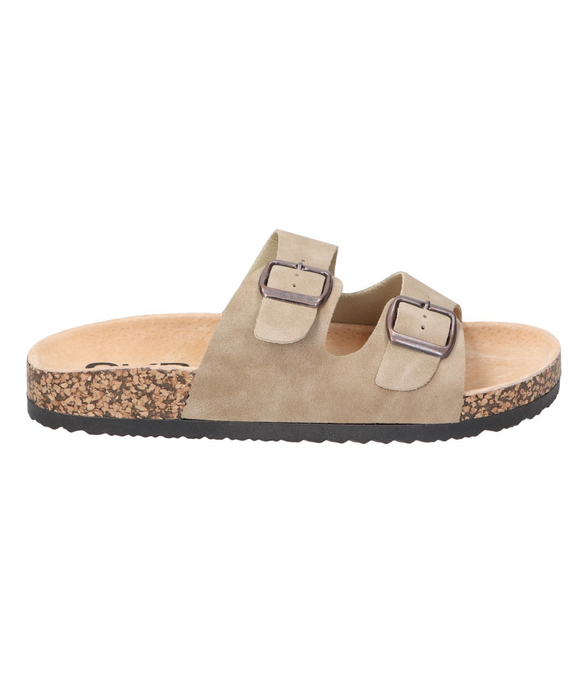 Sandalias planas destalonadas para mujer SKYDIVA RT+ en color beige, vista lateral derecha