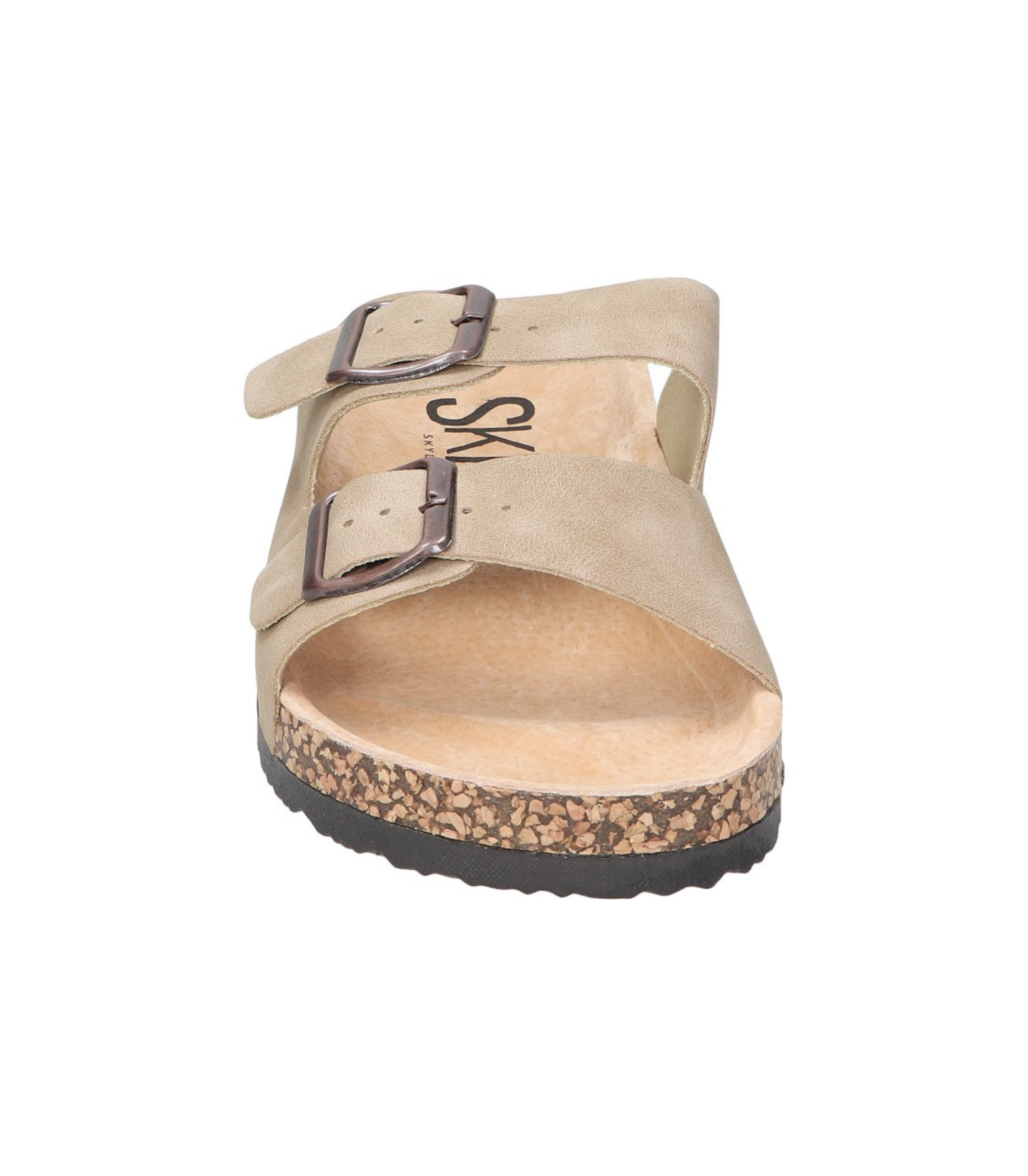 Sandalias planas destalonadas para mujer SKYDIVA RT+ en color beige, vista frontal