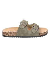 Sandalias planas destalonadas para mujer SKYDIVA RT+ en color verde khaki, vista lateral derecha