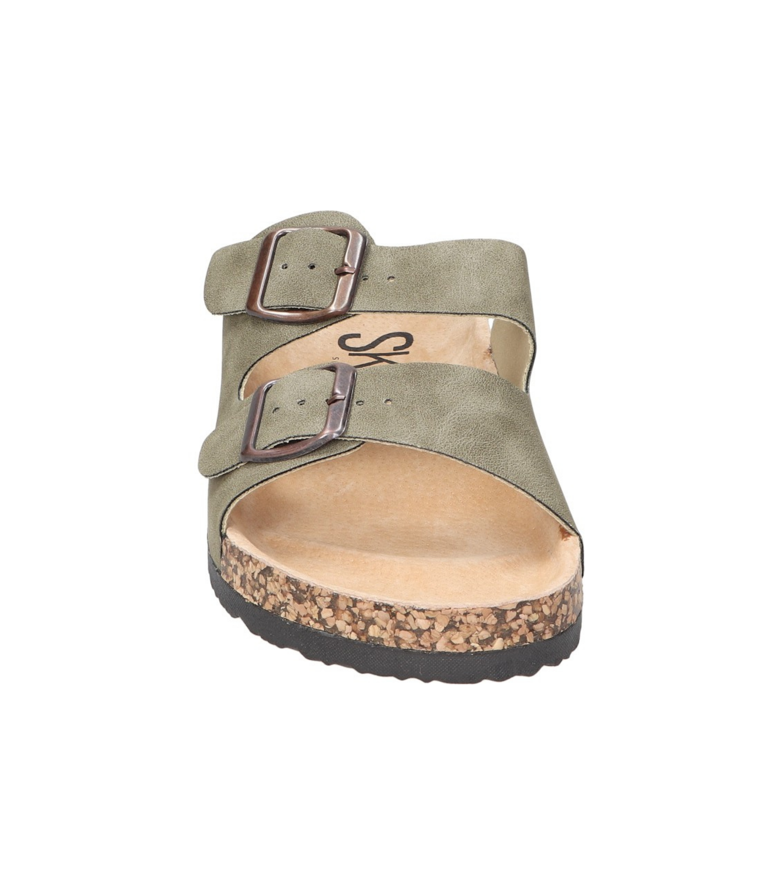Sandalias planas destalonadas para mujer SKYDIVA RT+ en color verde khaki, vista frontal