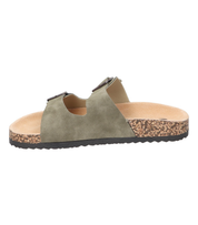 Sandalias planas destalonadas para mujer SKYDIVA RT+ en color verde khaki, vista lateral izquierda