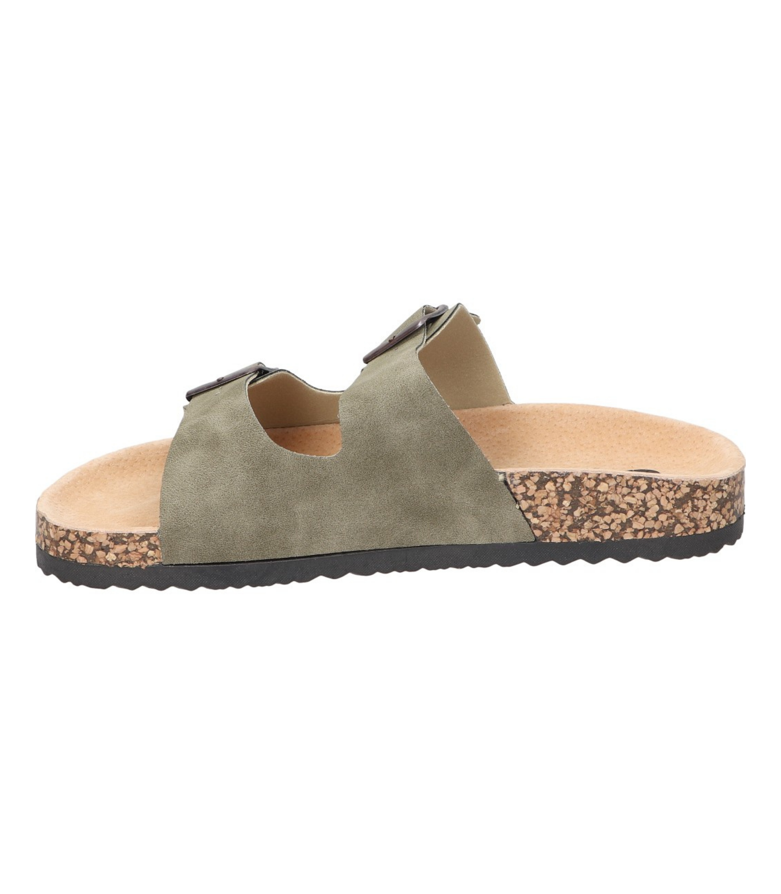 Sandalias planas destalonadas para mujer SKYDIVA RT+ en color verde khaki, vista lateral izquierda