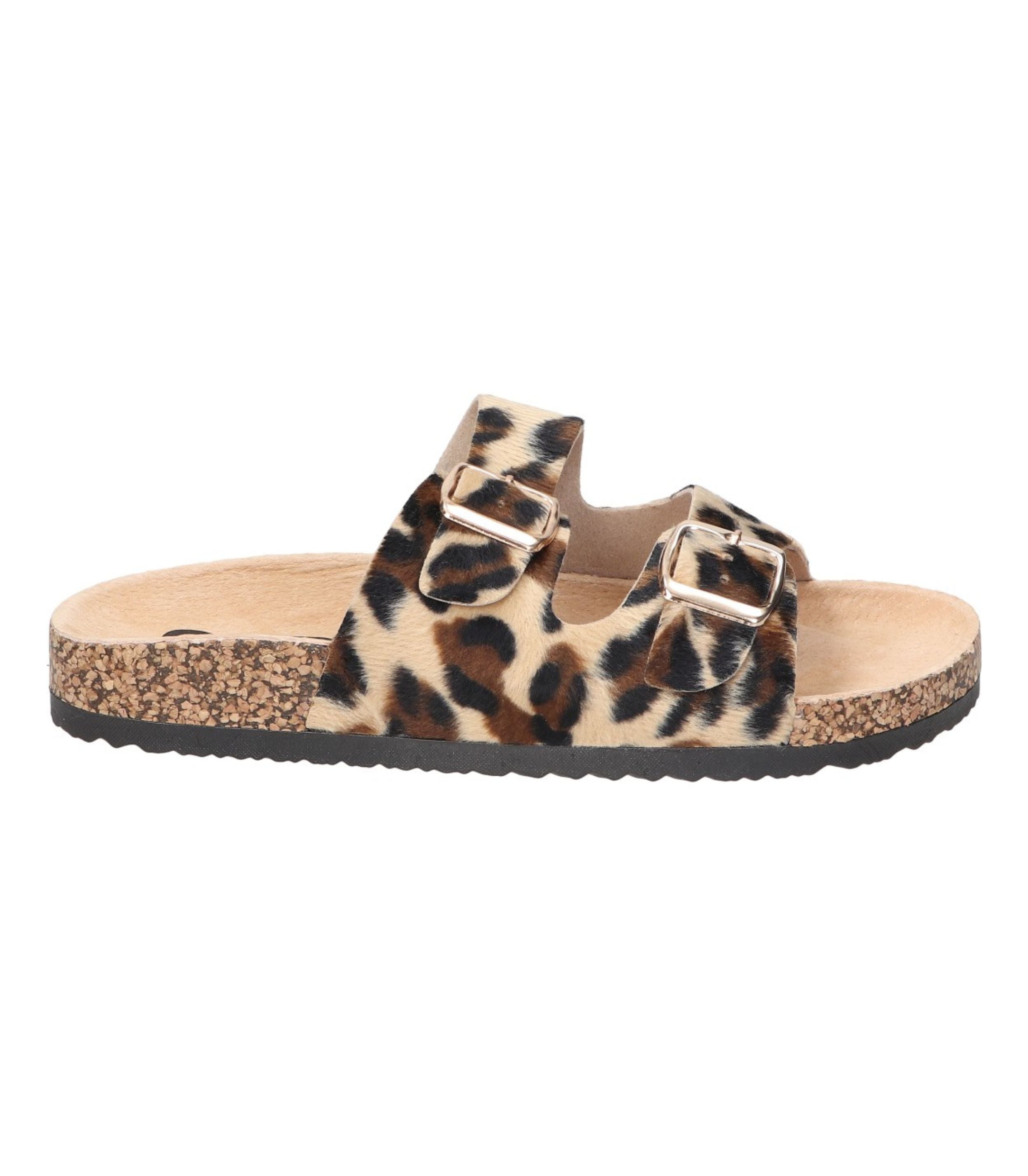 Sandalias planas destalonadas para mujer SKYDIVA RT+ con estampado de leopardo, vista lateral derecha