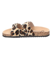 Sandalias planas destalonadas para mujer SKYDIVA RT+ con estampado de leopardo, vista lateral izquierda