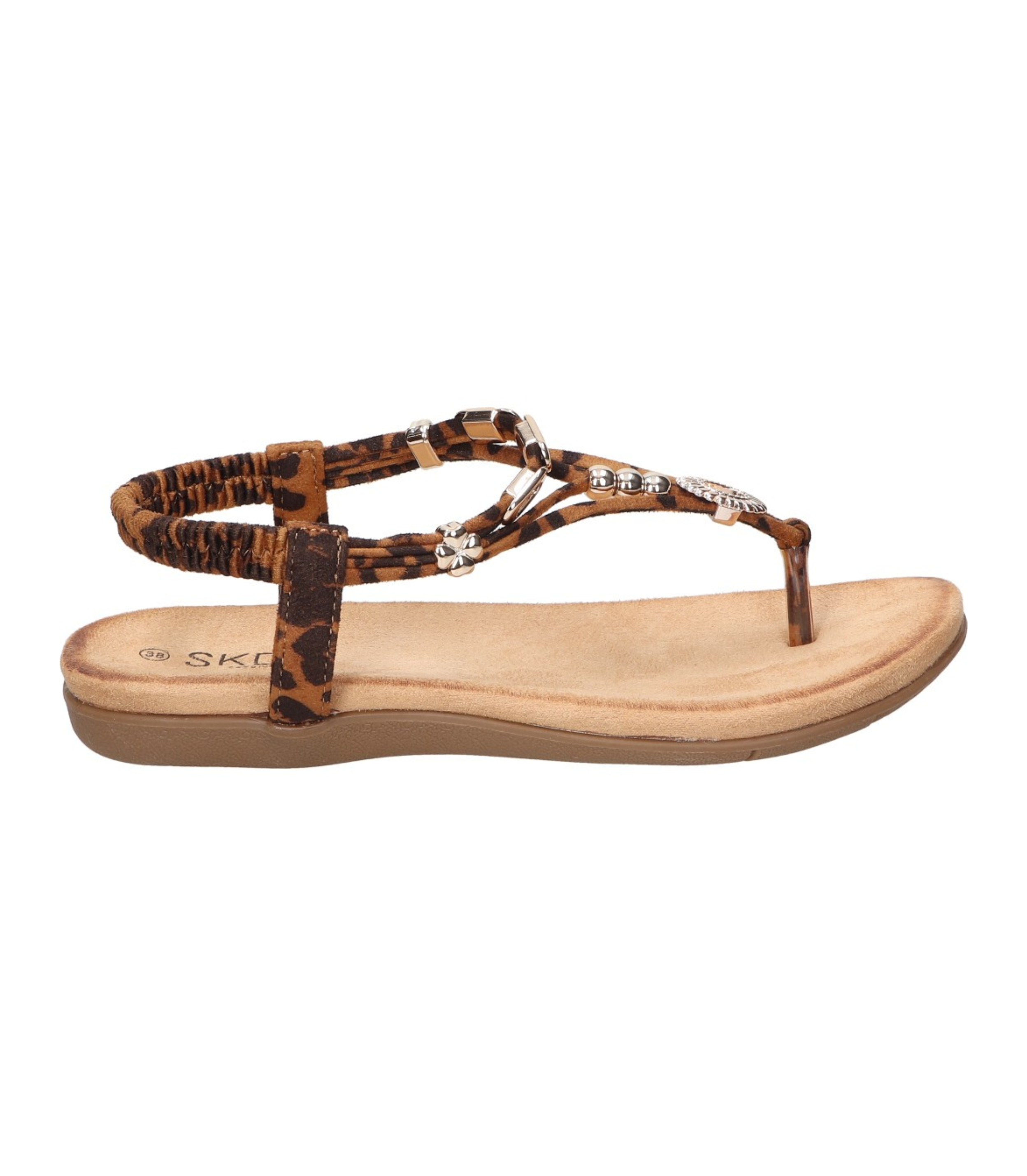 Sandalias de dedo planas para mujer SKYDIVA KELOKÉ con estampado de leopardo, vista lateral derecha
