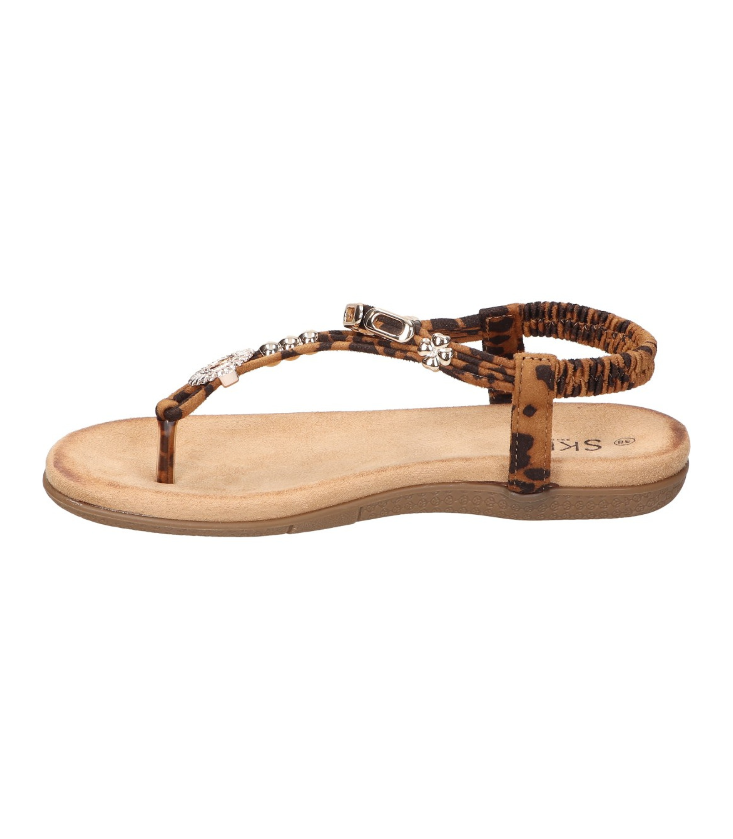 Sandalias de dedo planas para mujer SKYDIVA KELOKÉ con estampado de leopardo, vista lateral derecha
