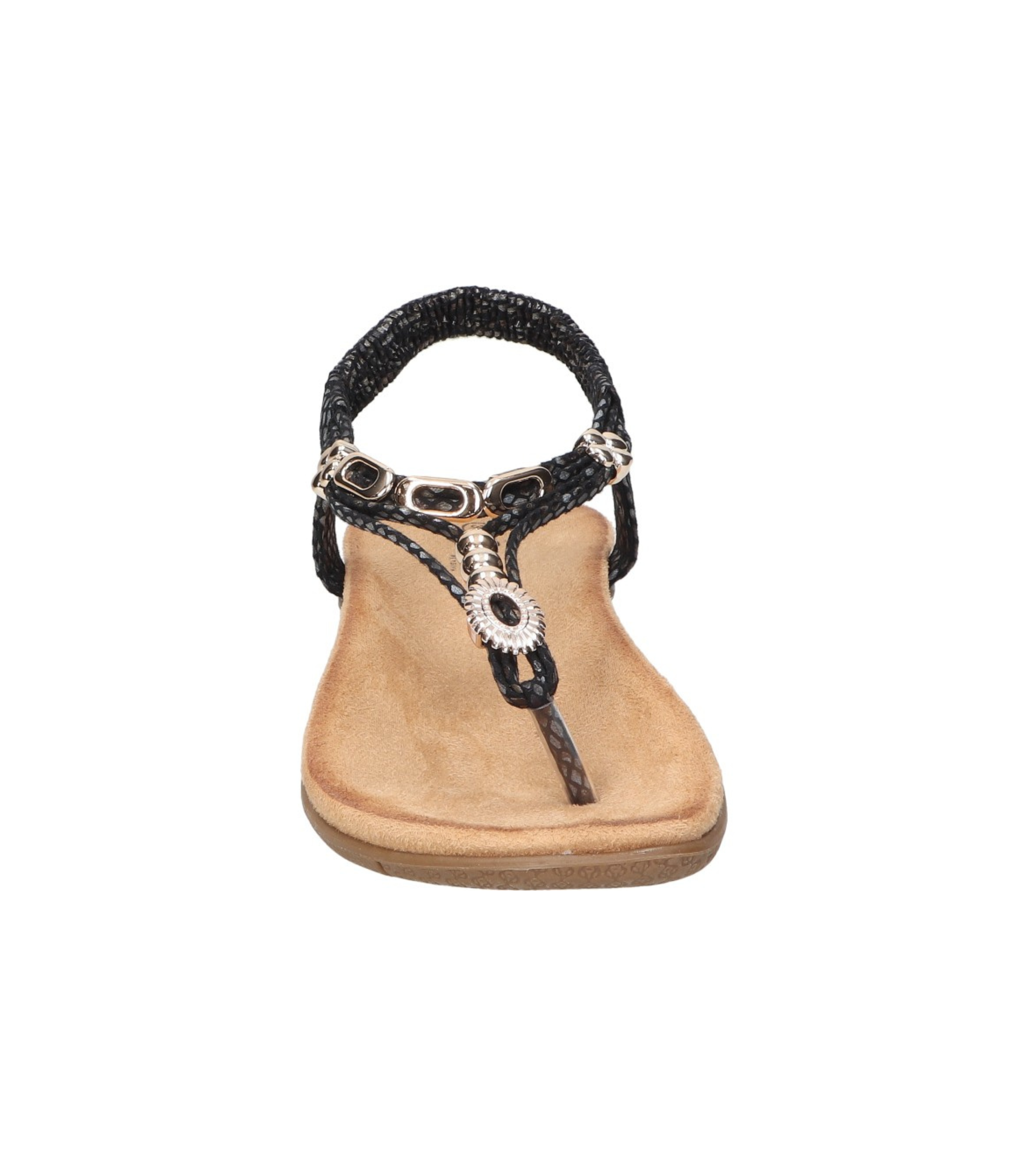 Sandalias de dedo planas para mujer SKYDIVA KELOKÉ en color negro, vista frontal
