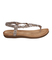 Sandalias de dedo planas para mujer SKYDIVA KELOKÉ con estampado de serpiente, vista lateral derecha