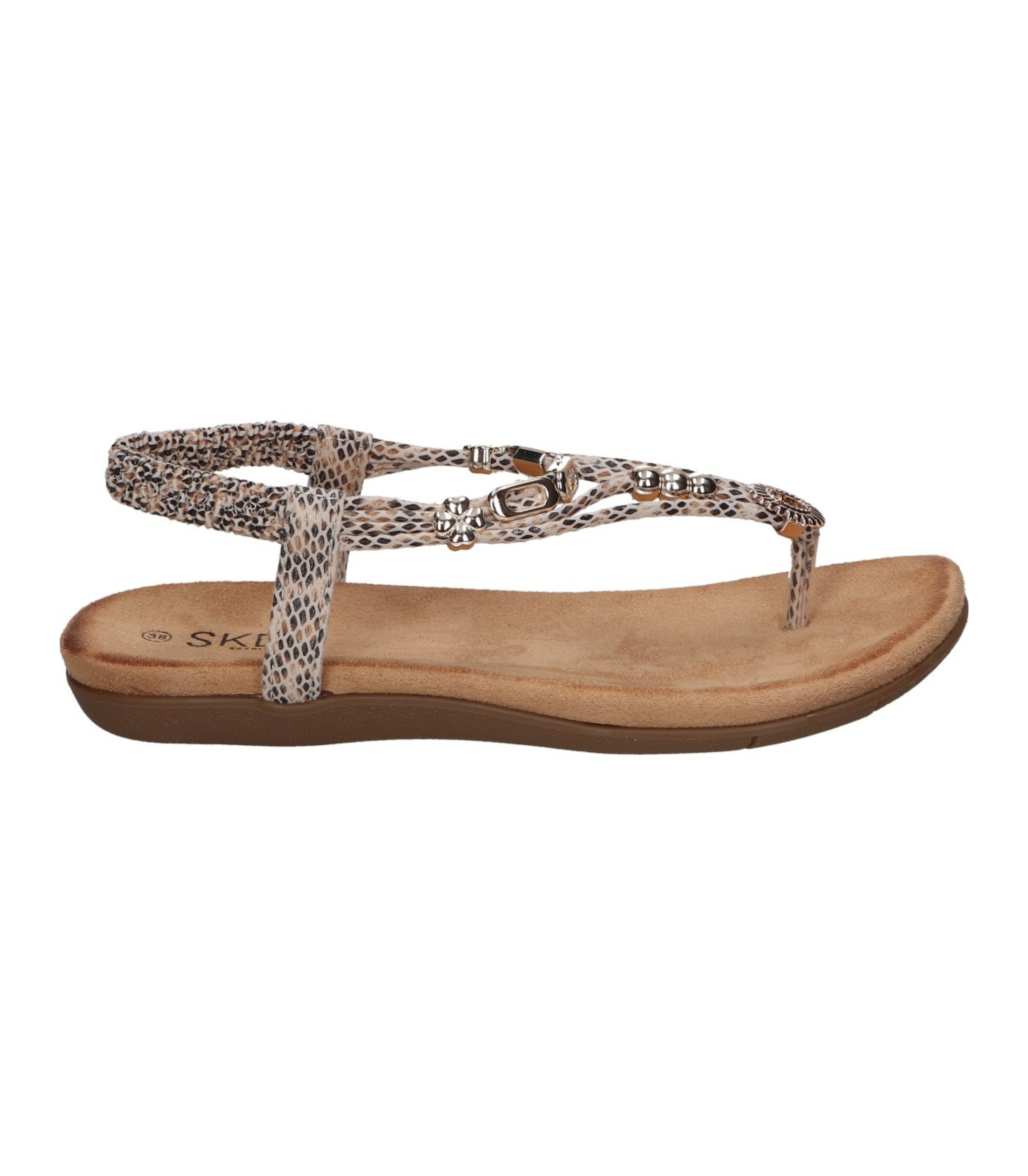Sandalias de dedo planas para mujer SKYDIVA KELOKÉ con estampado de serpiente, vista lateral derecha