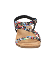 Sandalias planas para mujer SKYDIVA SOBRAO en color negro y multicolor, vista frontal
