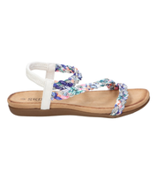 Sandalias planas para mujer SKYDIVA SOBRAO en color blanco y multicolor, vista lateral derecha