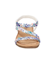 Sandalias planas para mujer SKYDIVA SOBRAO en color blanco y multicolor, vista frontal