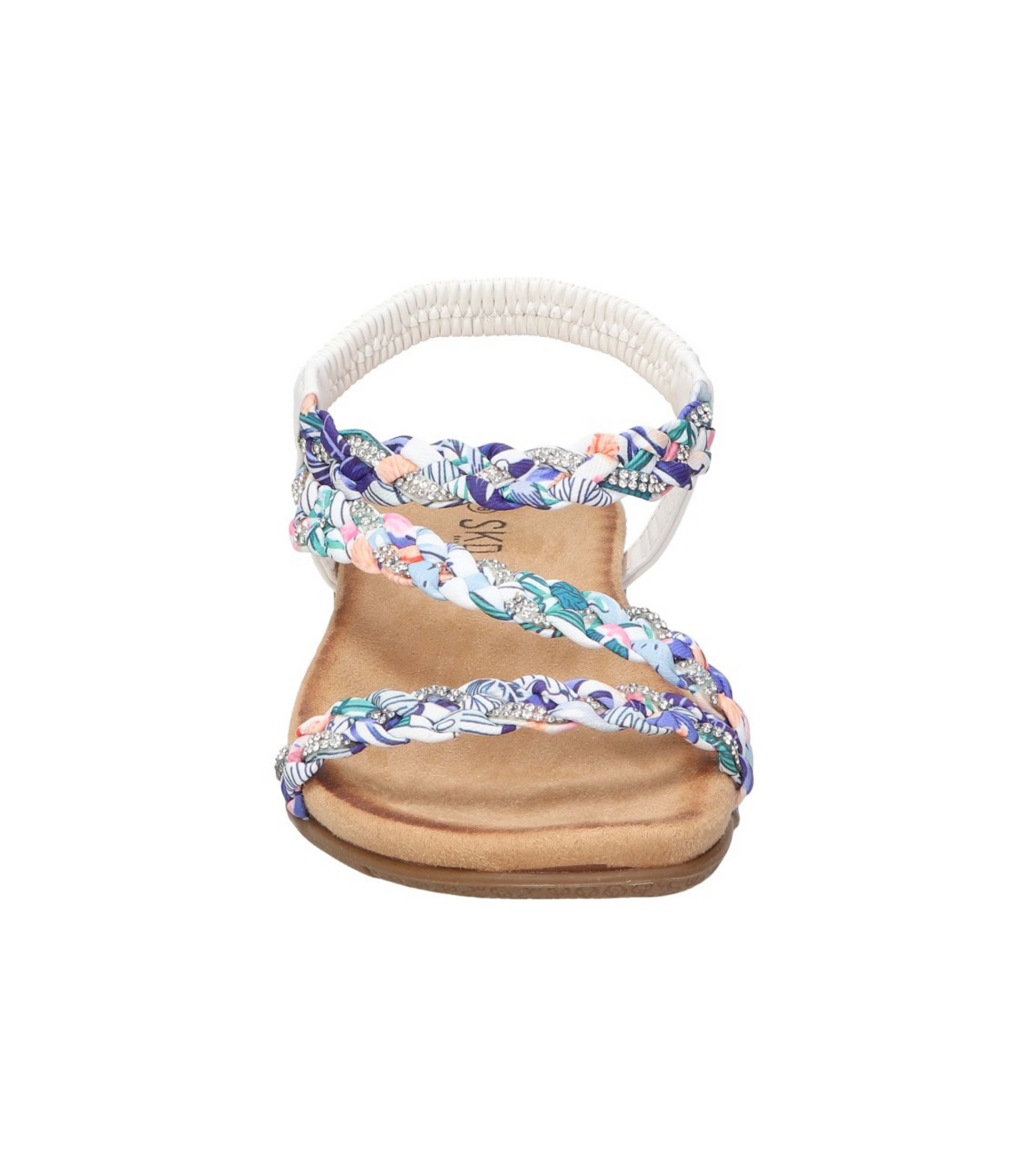 Sandalias planas para mujer SKYDIVA SOBRAO en color blanco y multicolor, vista frontal