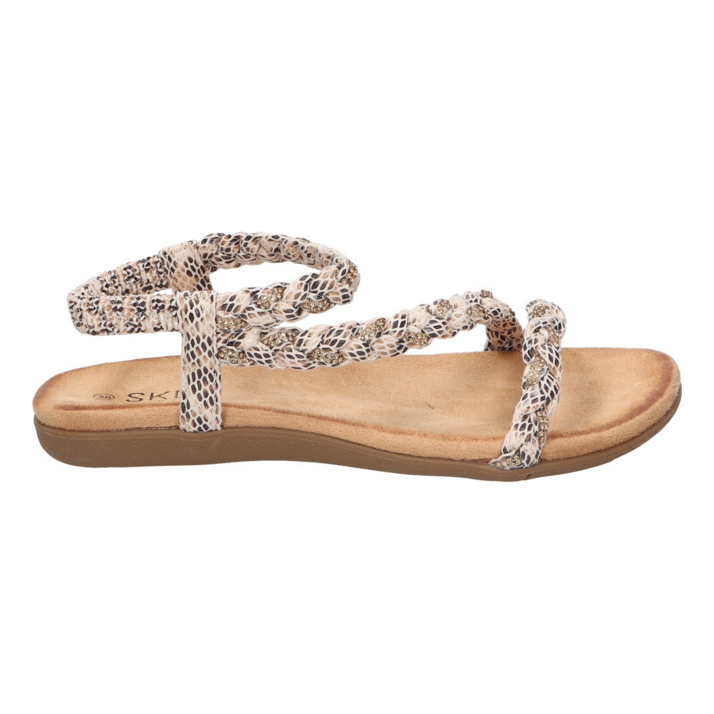 Sandalias planas para mujer SKYDIVA SOBRAO con estampado de serpiente, vista lateral derecha