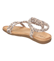 Sandalias planas para mujer SKYDIVA SOBRAO con estampado de serpiente, vista diagonal talón