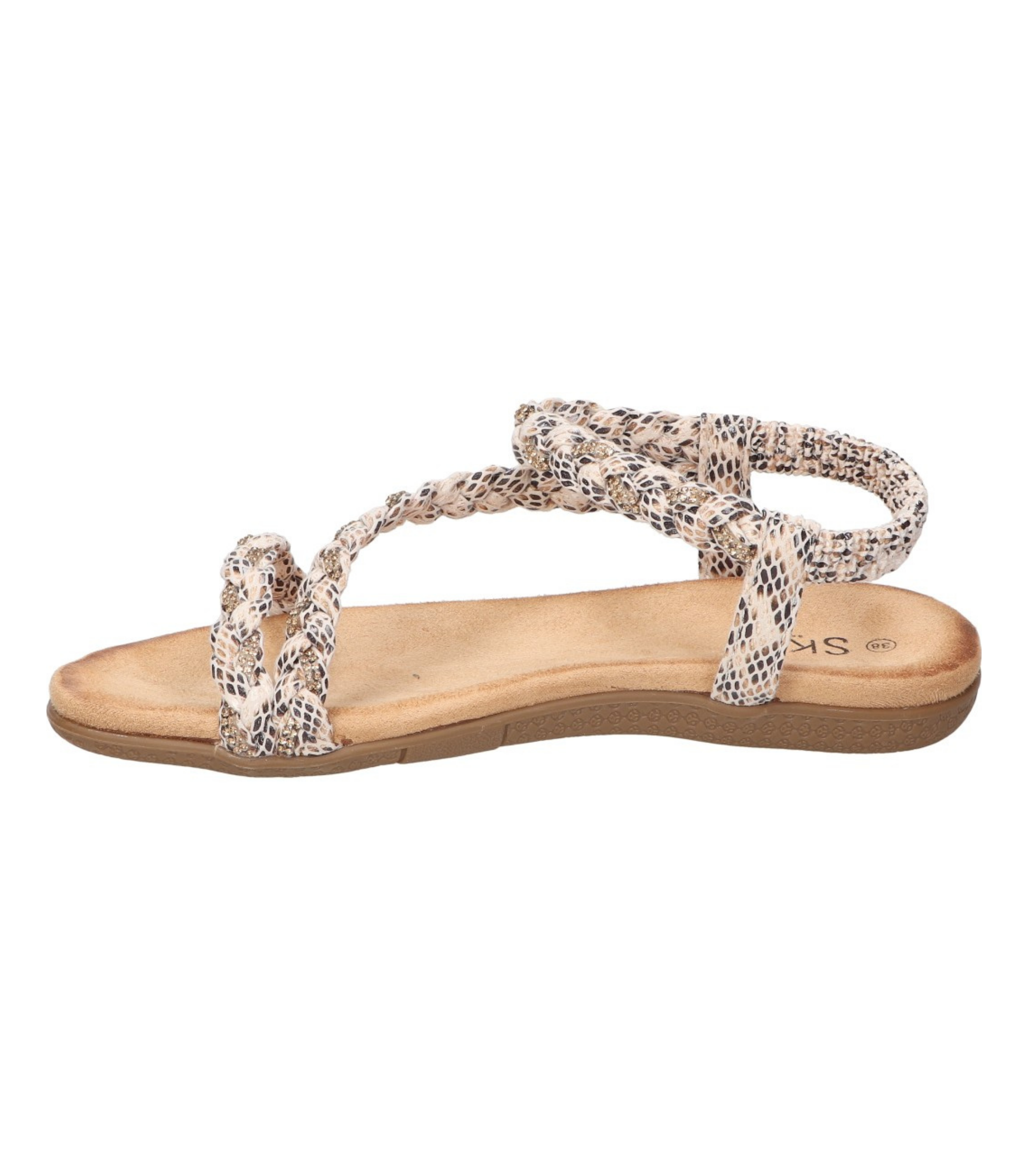 Sandalias planas para mujer SKYDIVA SOBRAO con estampado de serpiente, vista lateral izquierda