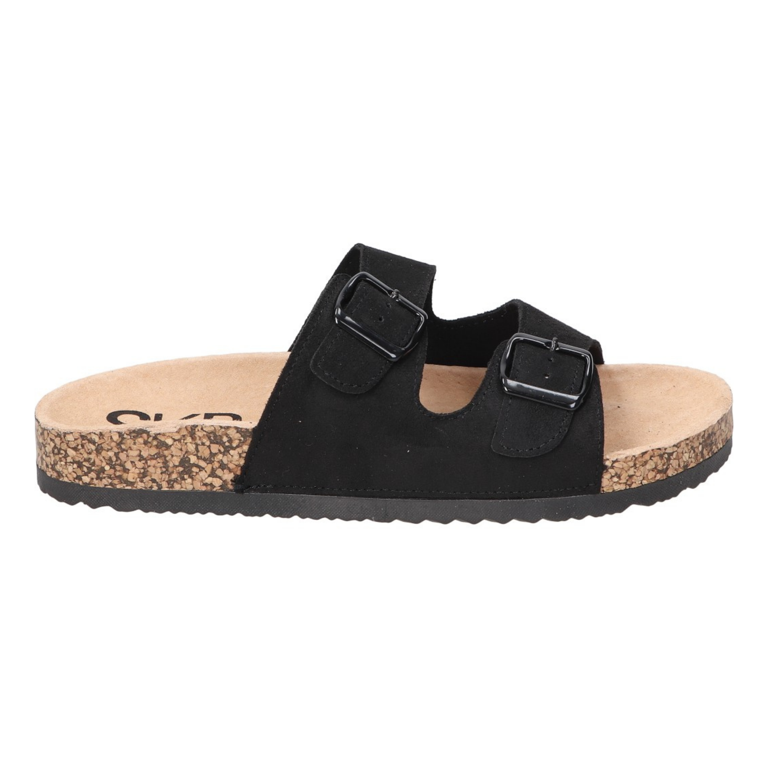 Sandalias planas destalonadas para mujer SKYDIVA RT en color negro, vista lateral derecha