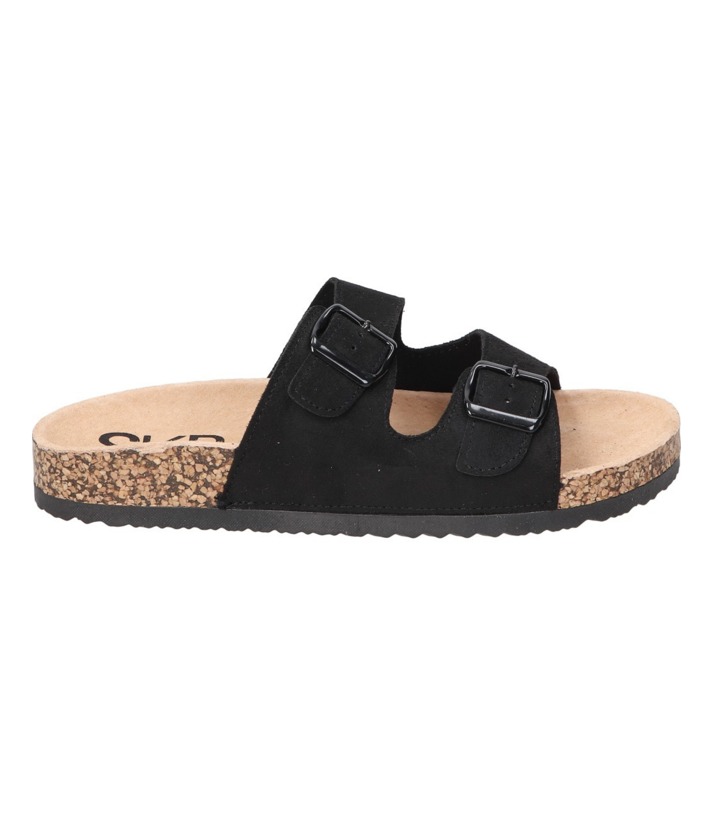 Sandalias planas destalonadas para mujer SKYDIVA RT en color negro, vista lateral derecha