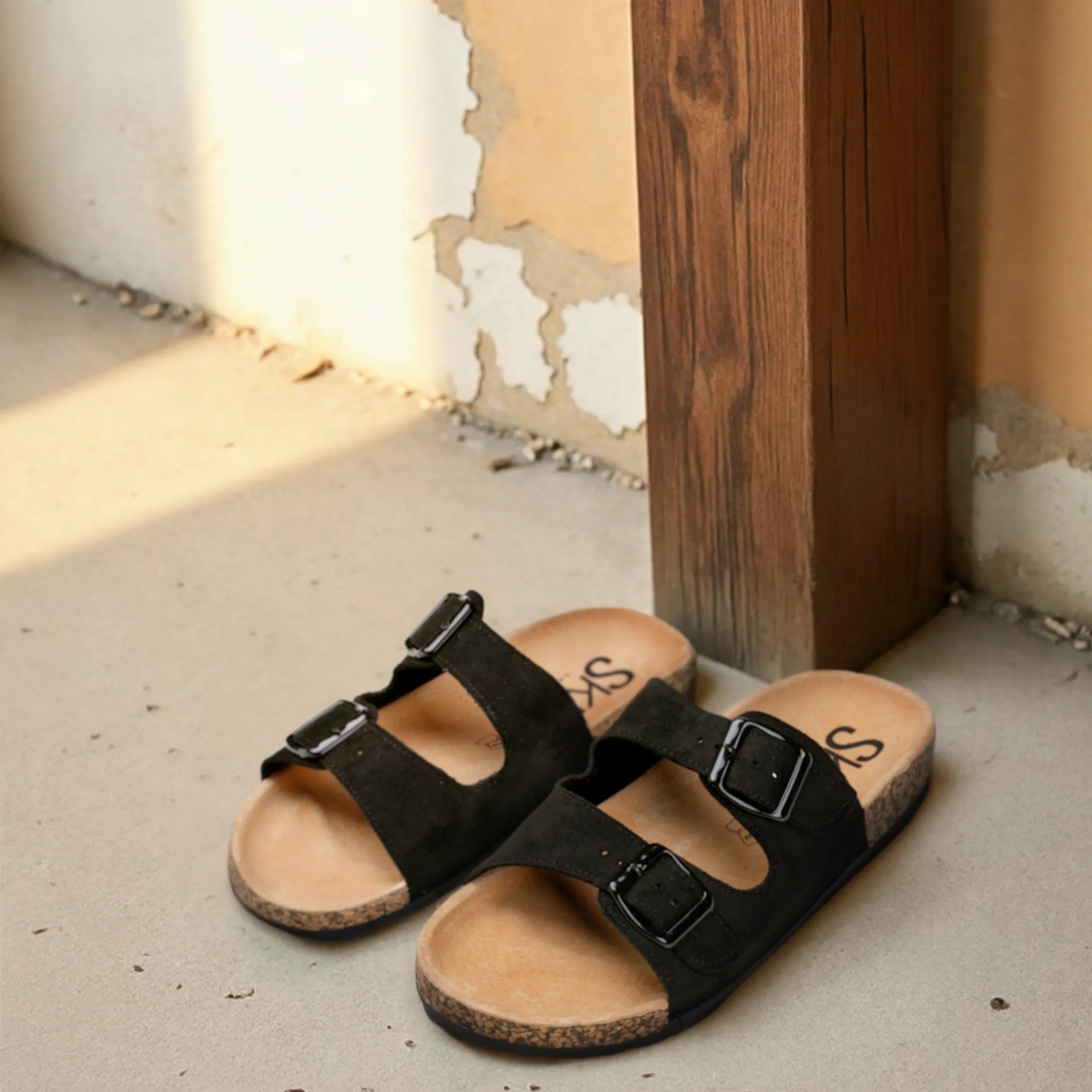Sandalias planas destalonadas para mujer SKYDIVA RT en color negro, vista completa