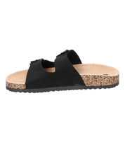Sandalias planas destalonadas para mujer SKYDIVA RT en color negro, vista lateral izquierda