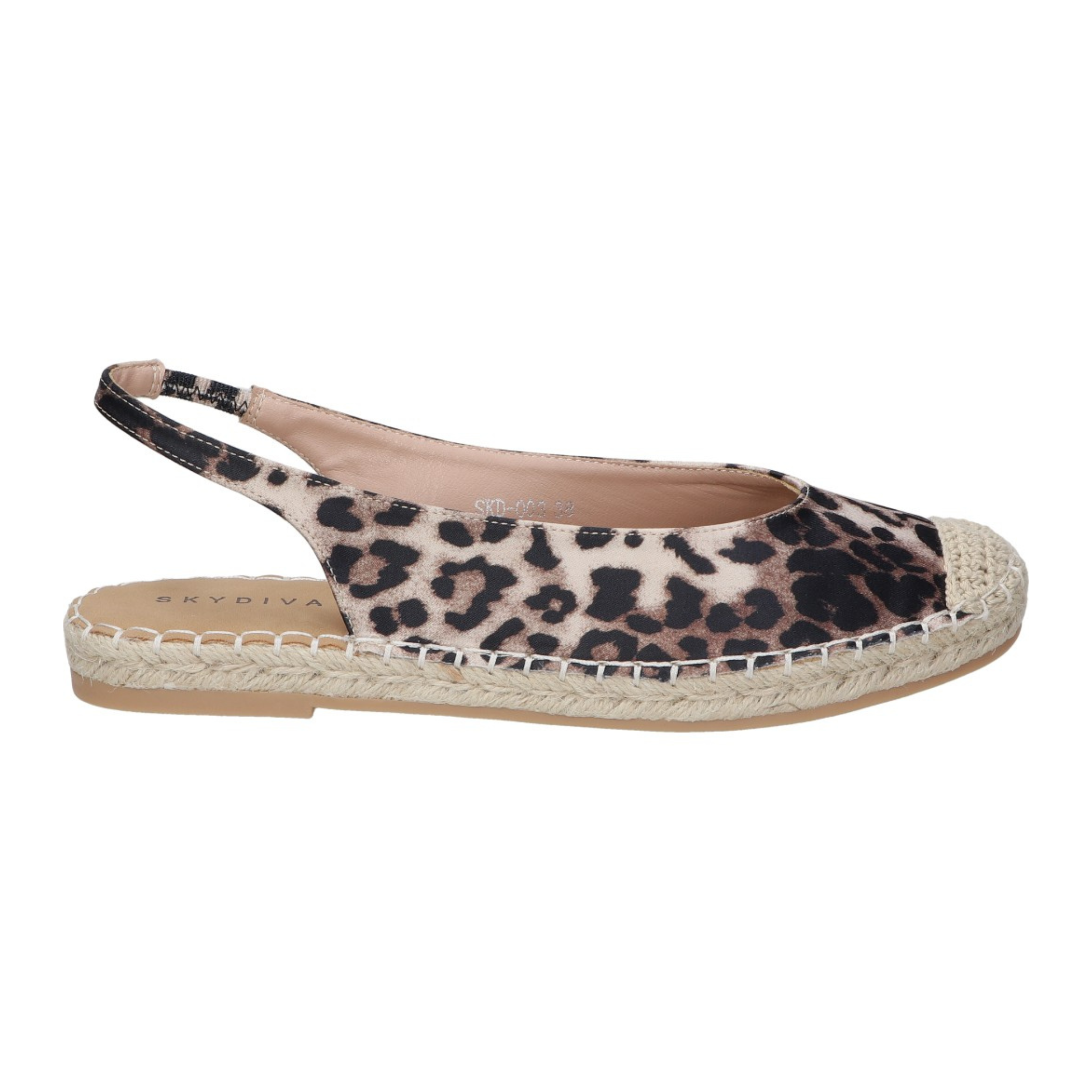 Alpargatas planas para mujer SKYDIVA LOL con estampado de leopardo, vista lateral derecha