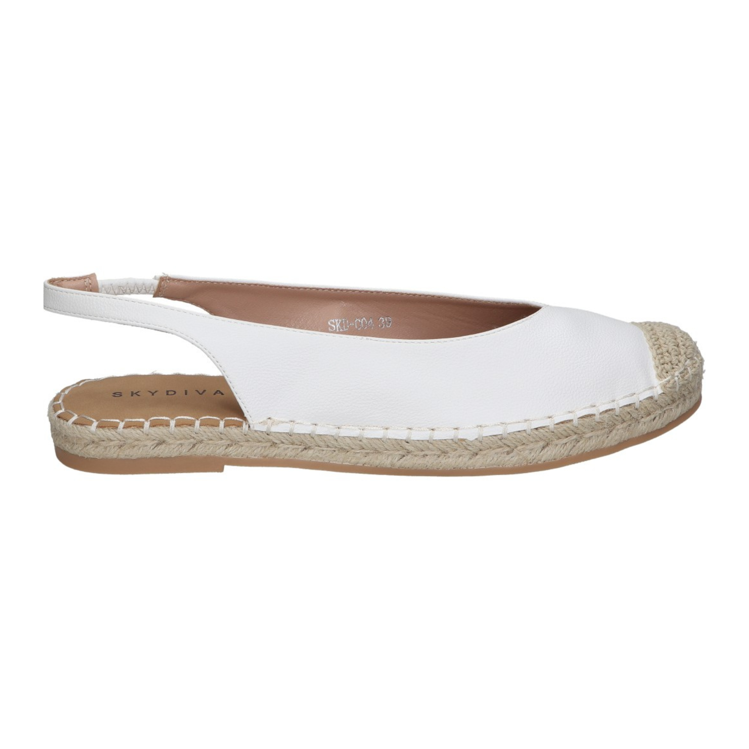 Alpargatas planas para mujer SKYDIVA LOL en color blanco, vista lateral izquierda