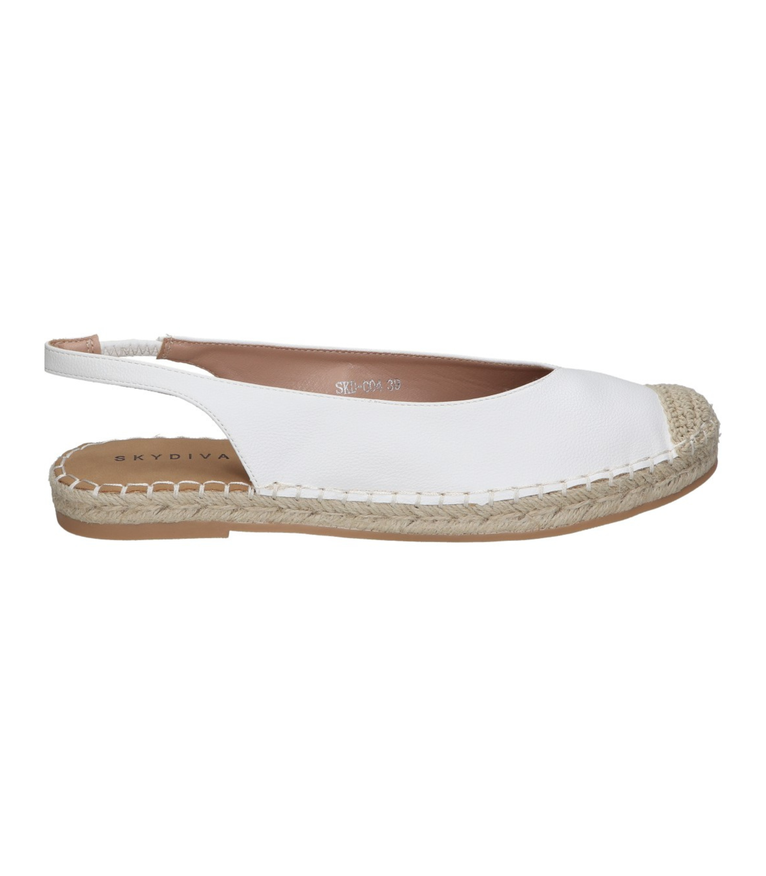 Alpargatas planas para mujer SKYDIVA LOL en color blanco, vista lateral izquierda