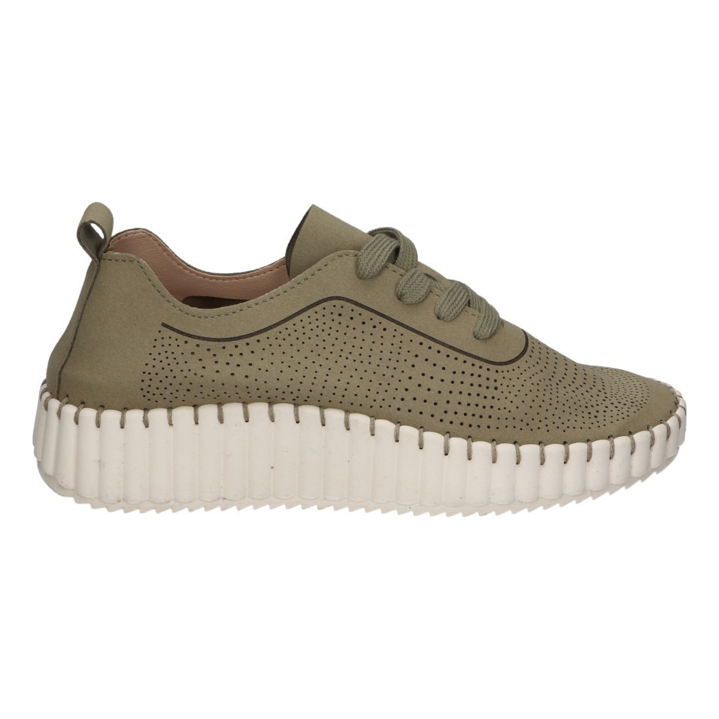 Zapato con cuña para mujer SKYDIVA XD en color verde khaki, vista lateral derecha