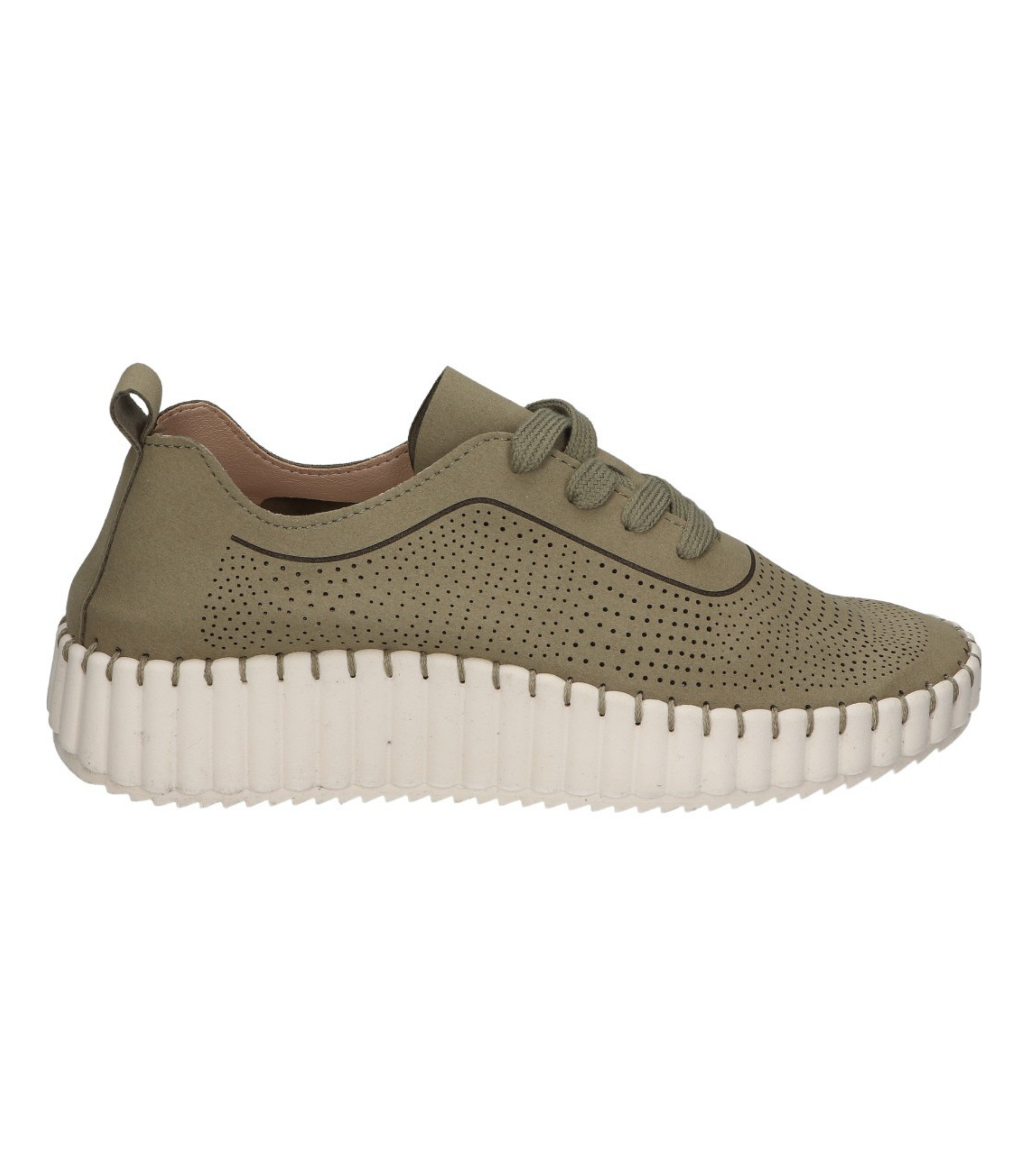 Zapato con cuña para mujer SKYDIVA XD en color verde khaki, vista lateral derecha