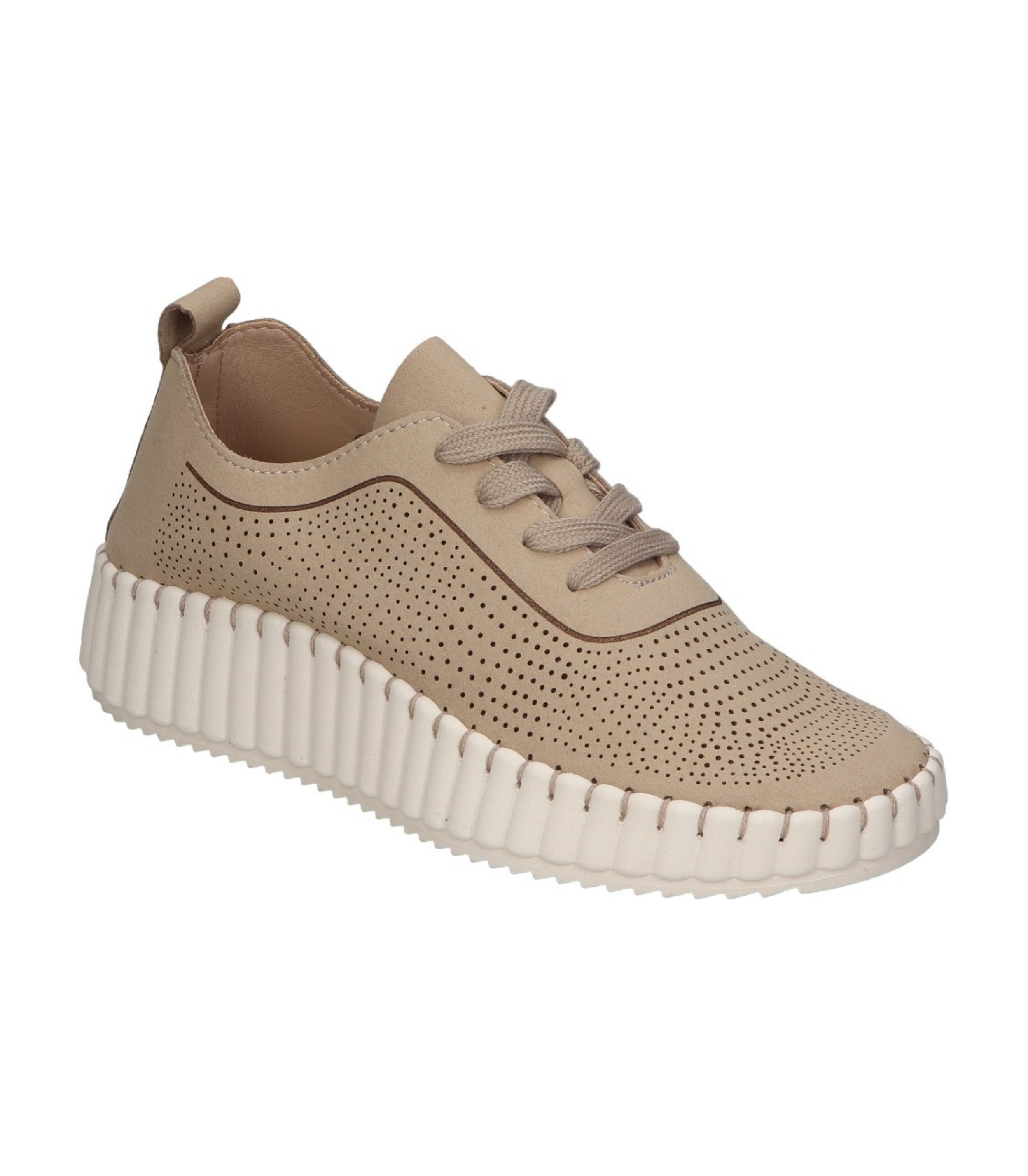 Zapato con cuña para mujer SKYDIVA XD en color beige, vista diagonal frontal
