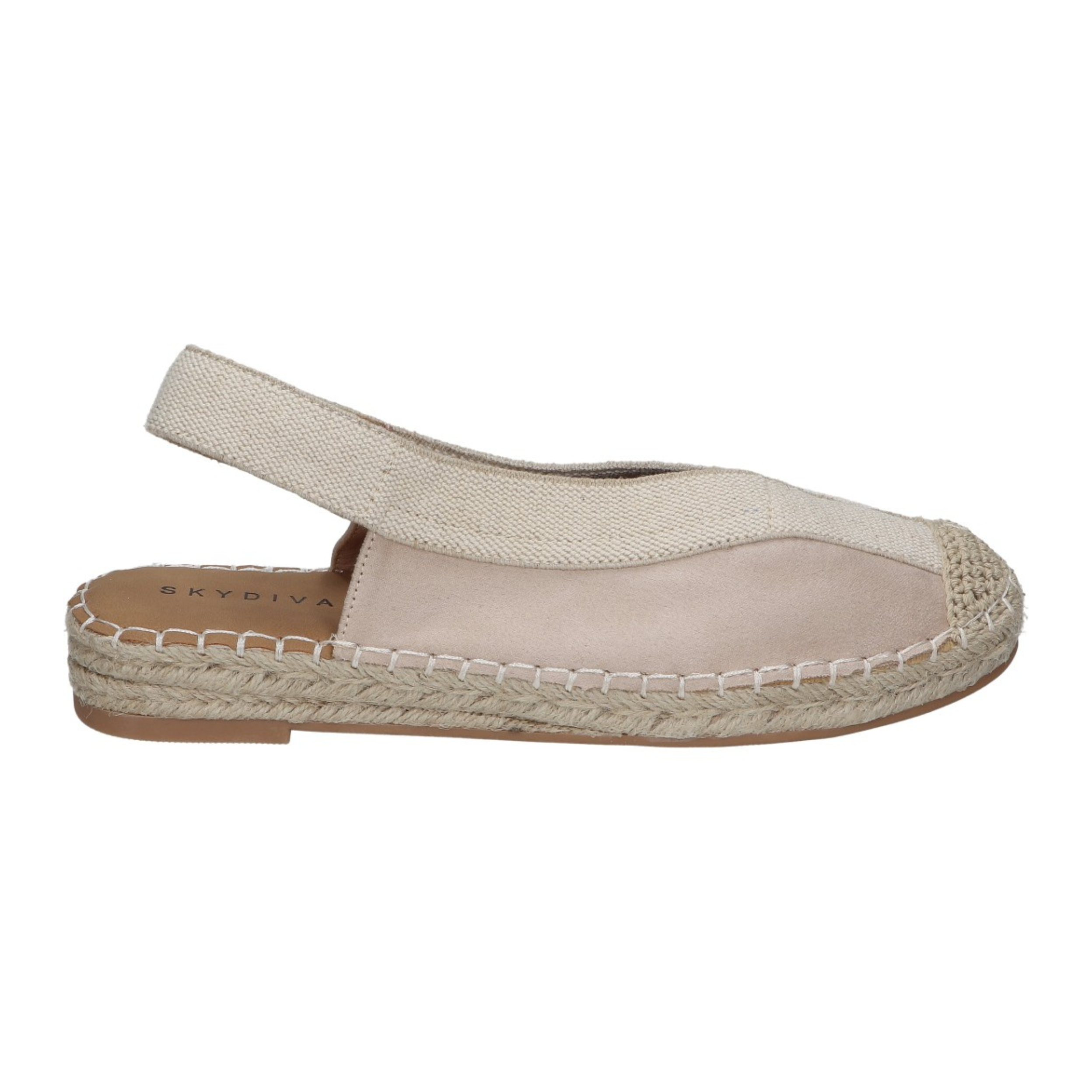 Alpargatas planas para mujer SKYDIVA LIT en color beige, vista lateral