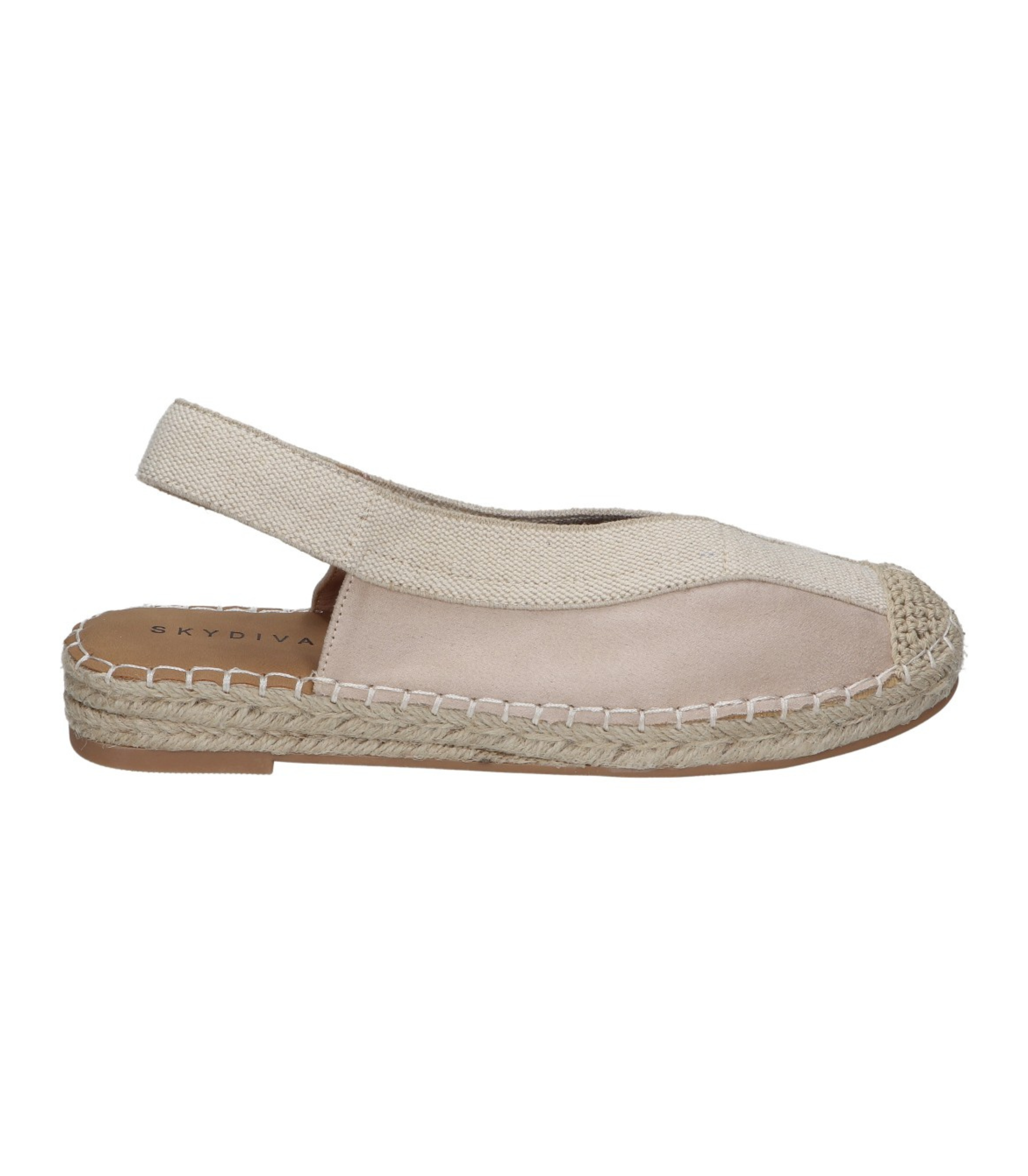 Alpargatas planas para mujer SKYDIVA LIT en color beige, vista lateral