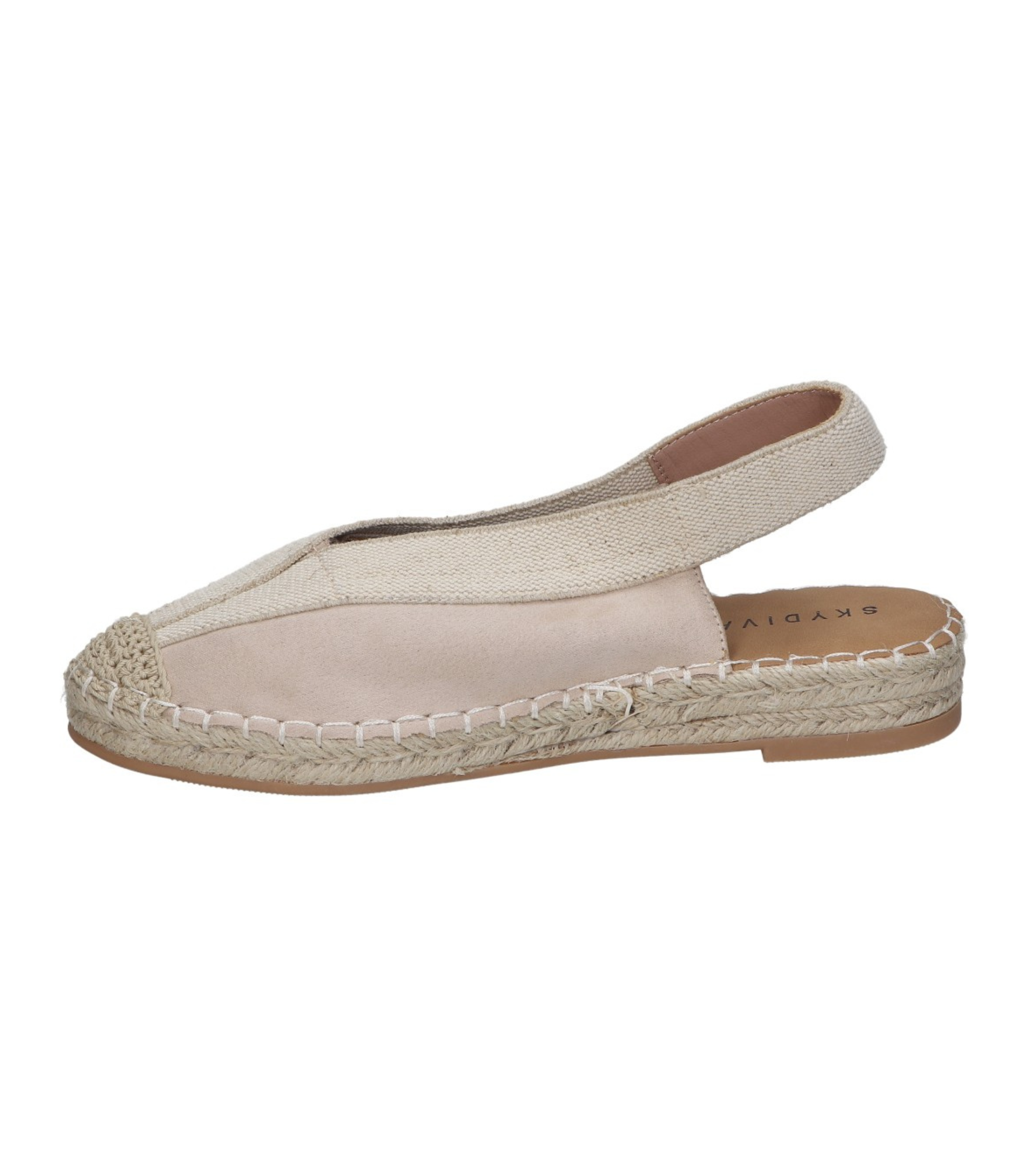 Alpargatas planas para mujer SKYDIVA LIT en color beige, vista lateral izquierda
