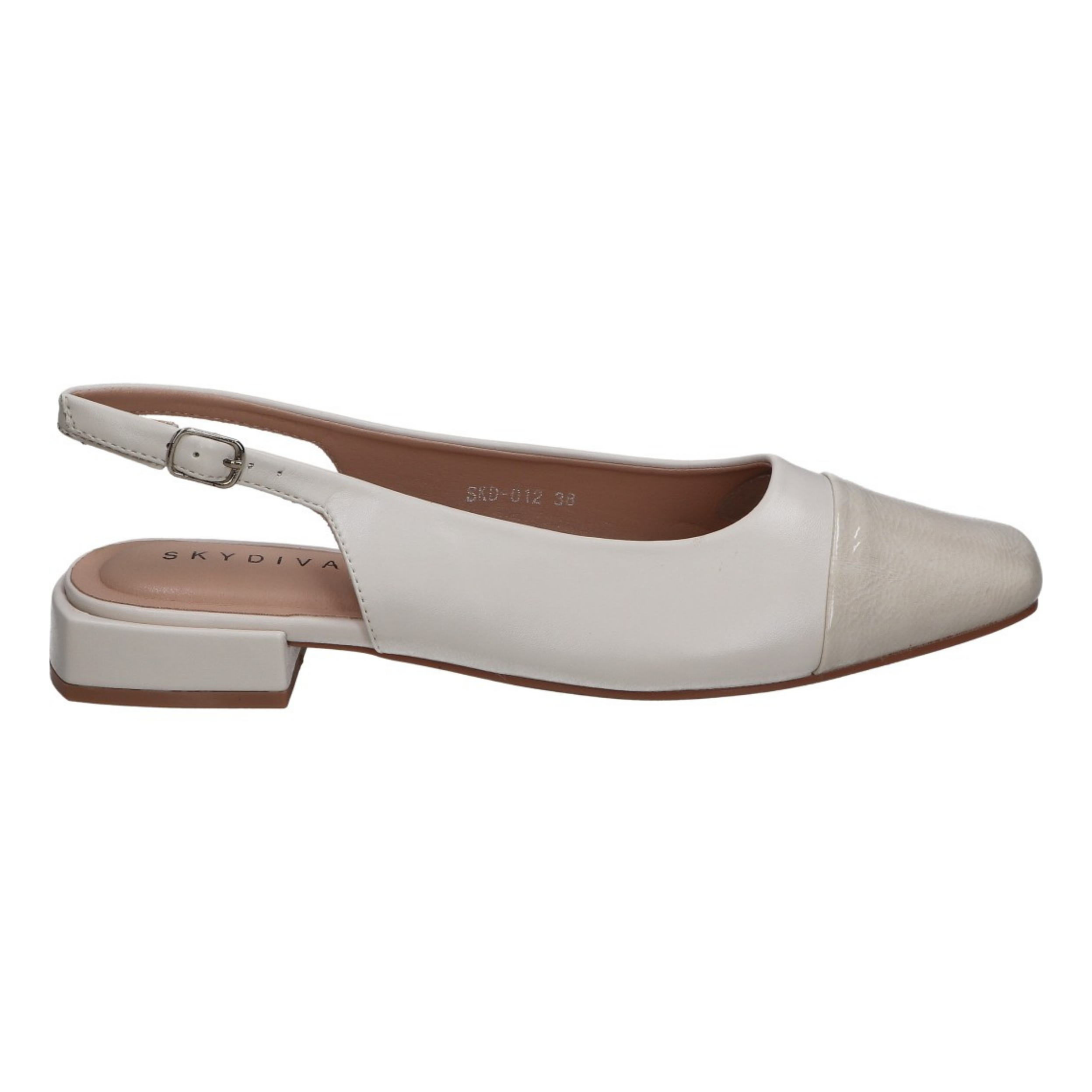Zapatos planos para mujer SKYDIVA PADREAR en color blanco y beige, vista lateral