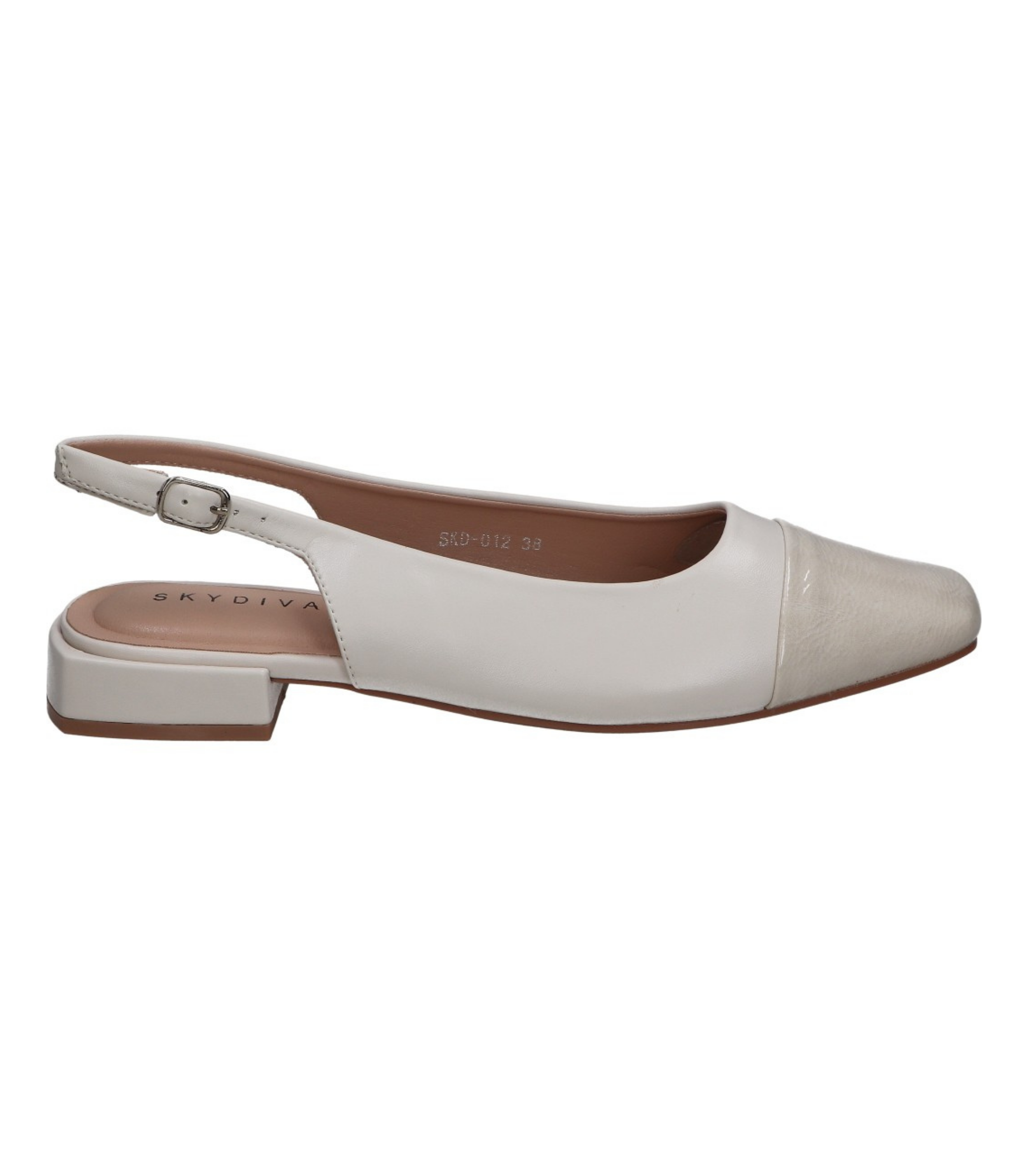 Zapatos planos para mujer SKYDIVA PADREAR en color blanco y beige, vista lateral