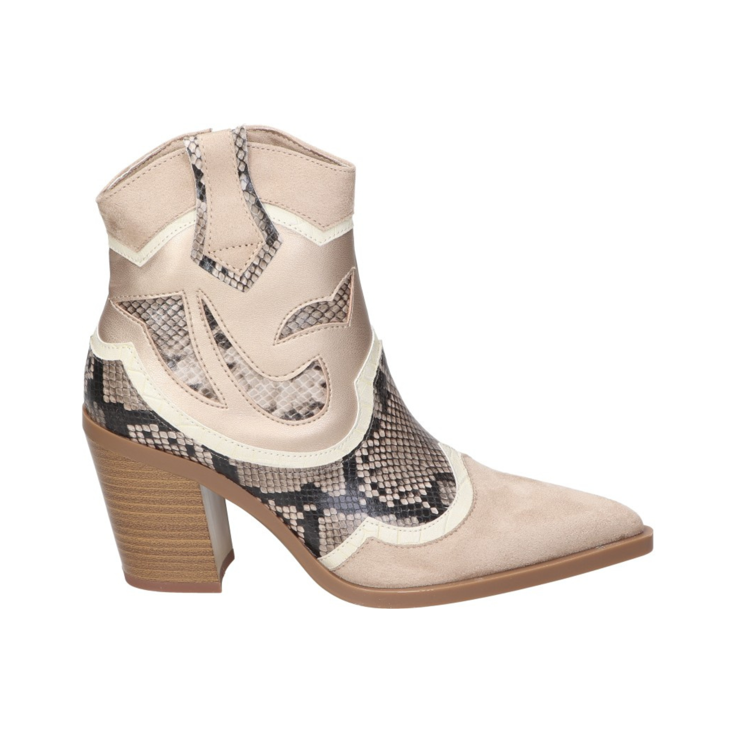 Botines cowboy para mujer SKYDIVA FOMO en color beige, vista lateral derecha