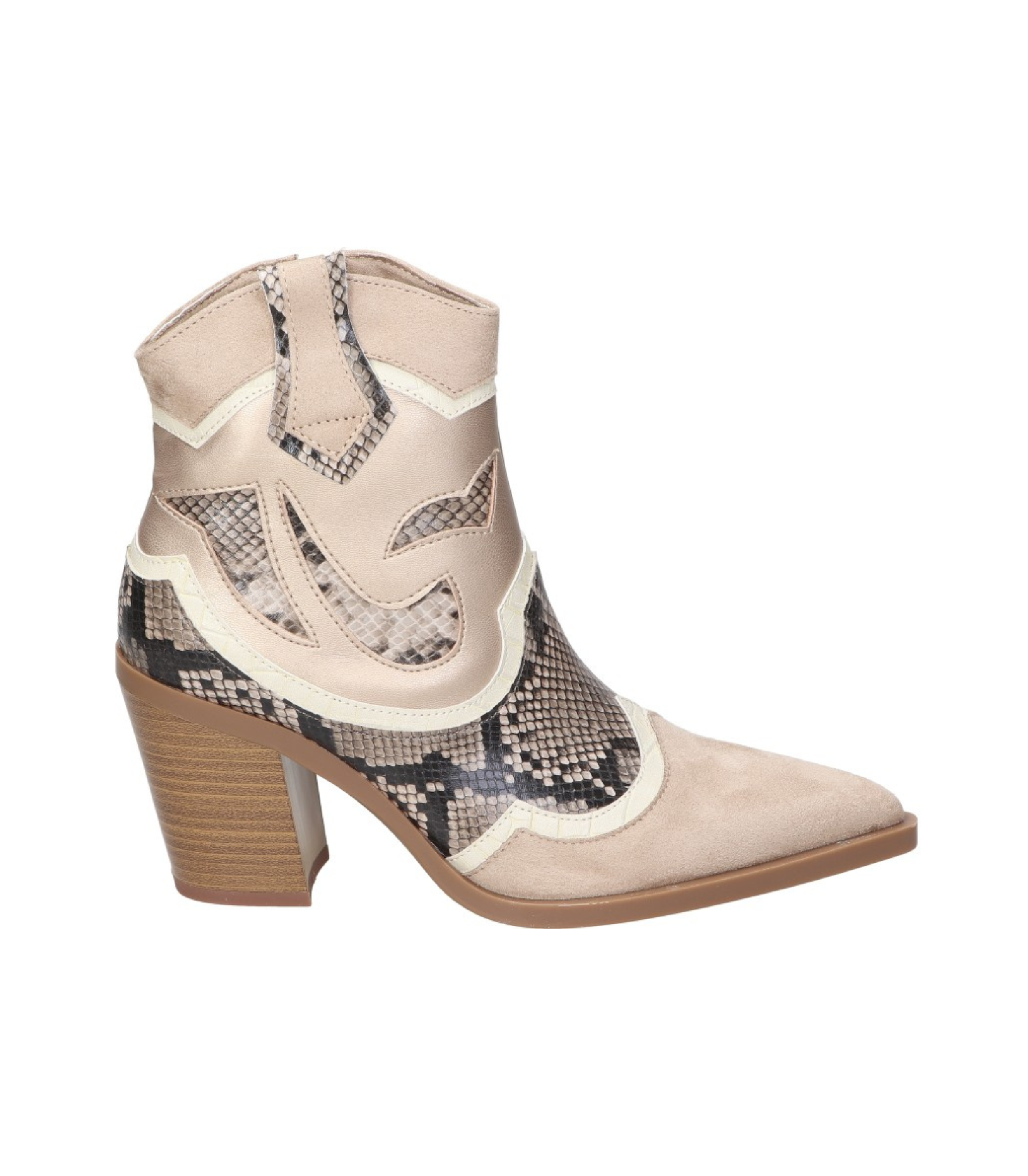 Botines cowboy para mujer SKYDIVA FOMO en color beige, vista lateral derecha