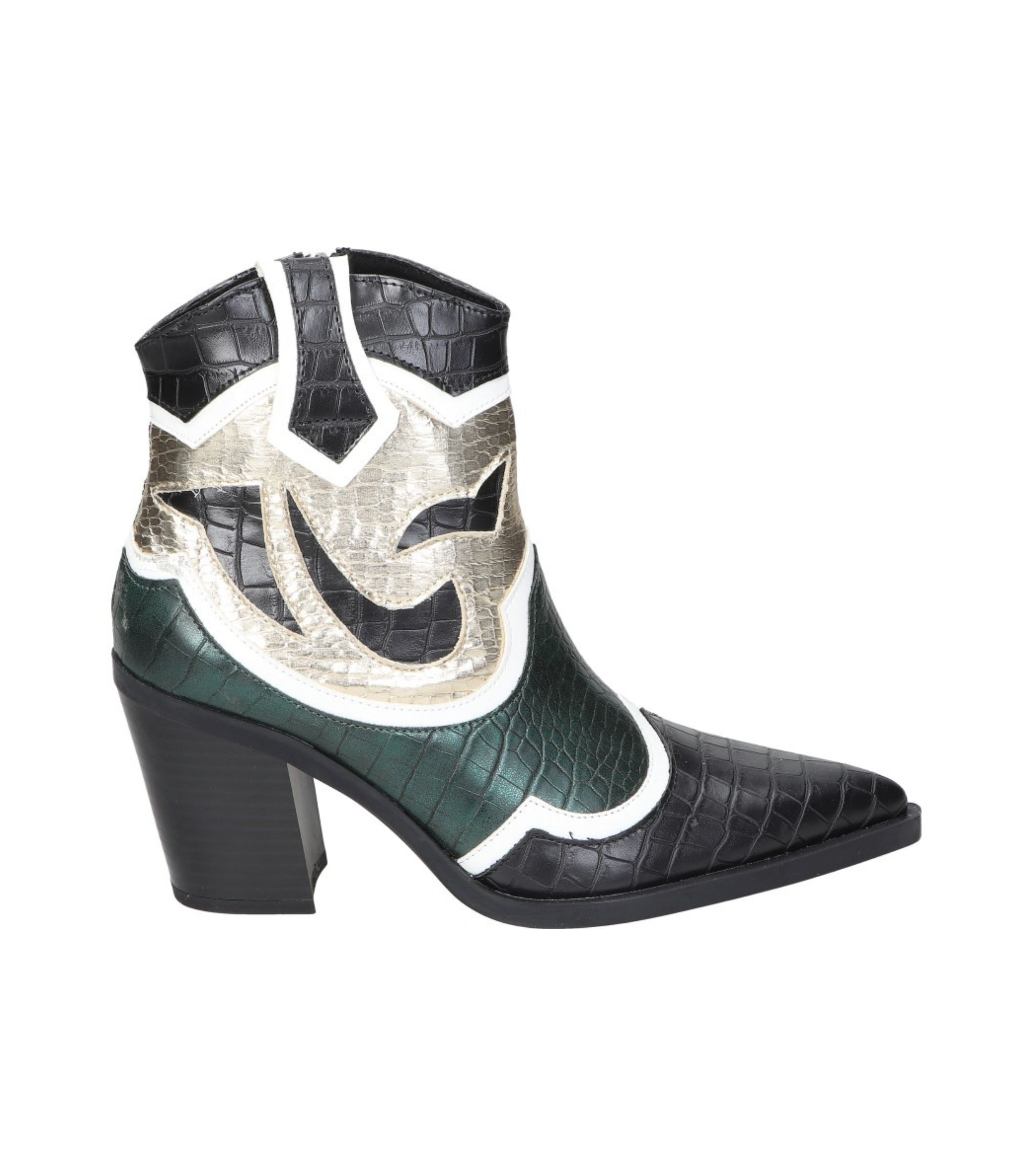 Botines cowboy para mujer SKYDIVA FOMO en color negro y verde, vista lateral derecha