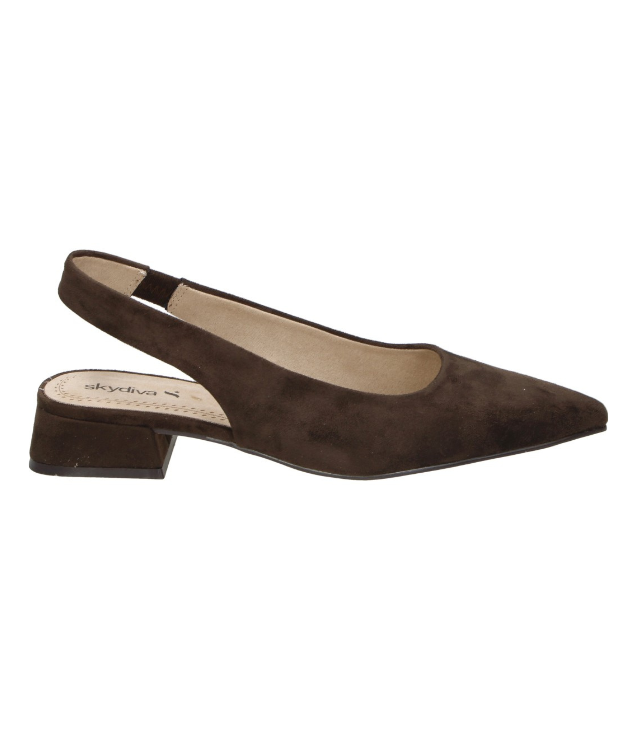 Zapato de Tacón bajo elegante SKYDIVA REAL en Color Café para Mujer