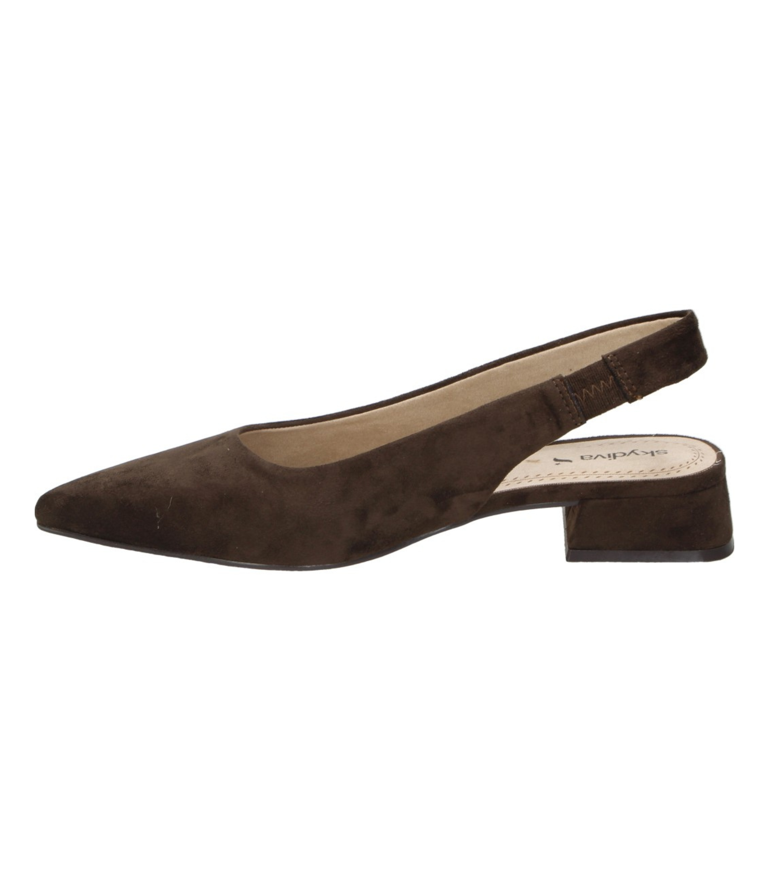 Zapato de Tacón bajo elegante SKYDIVA REAL en Color Café para Mujer