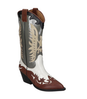 Botas cowboy para mujer SKYDIVA DELULU con estampado marrón y verde, vista diagonal frontal