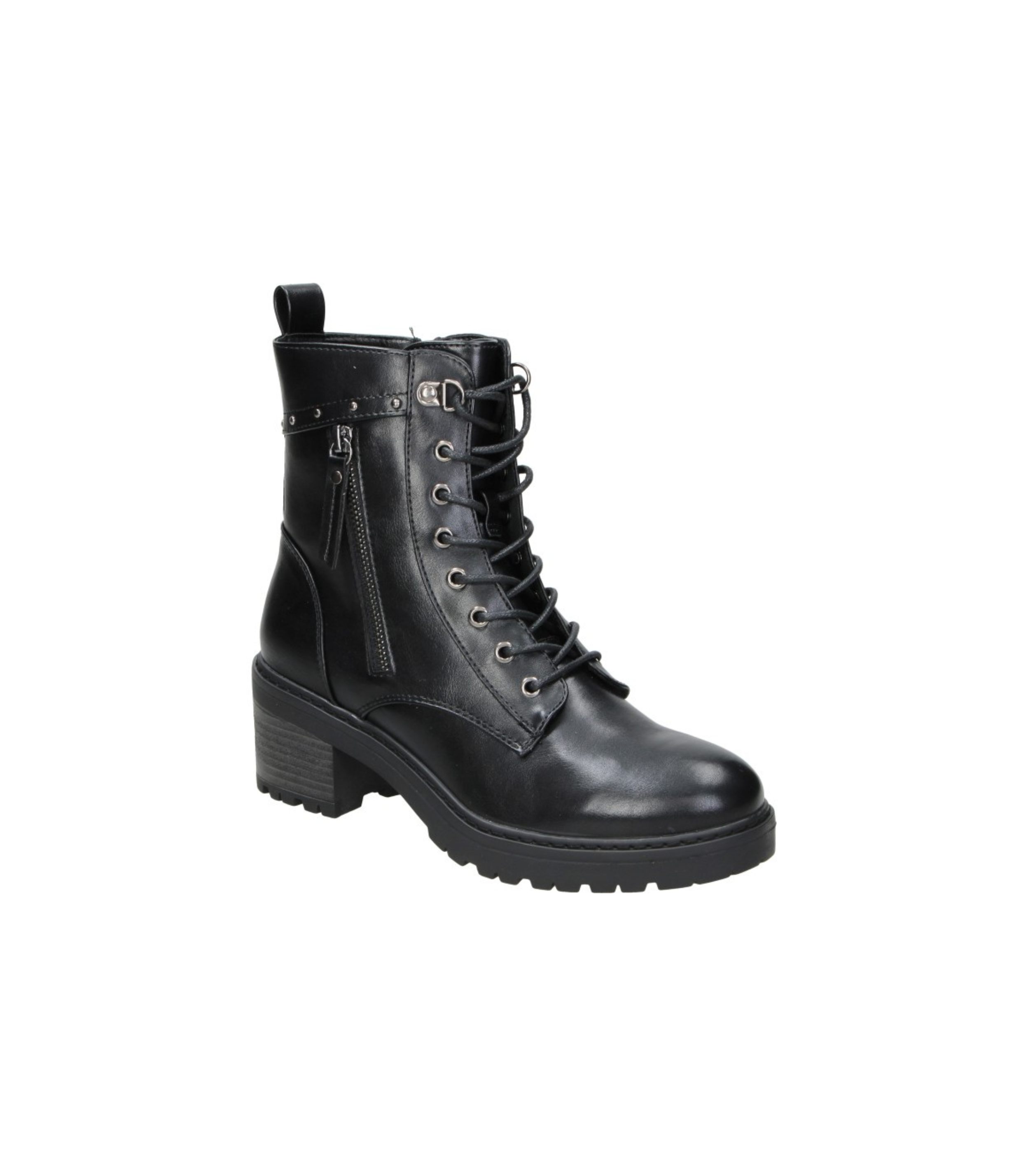 Botines con tacón estilo militar Skydiva Flex en color negro para mujer