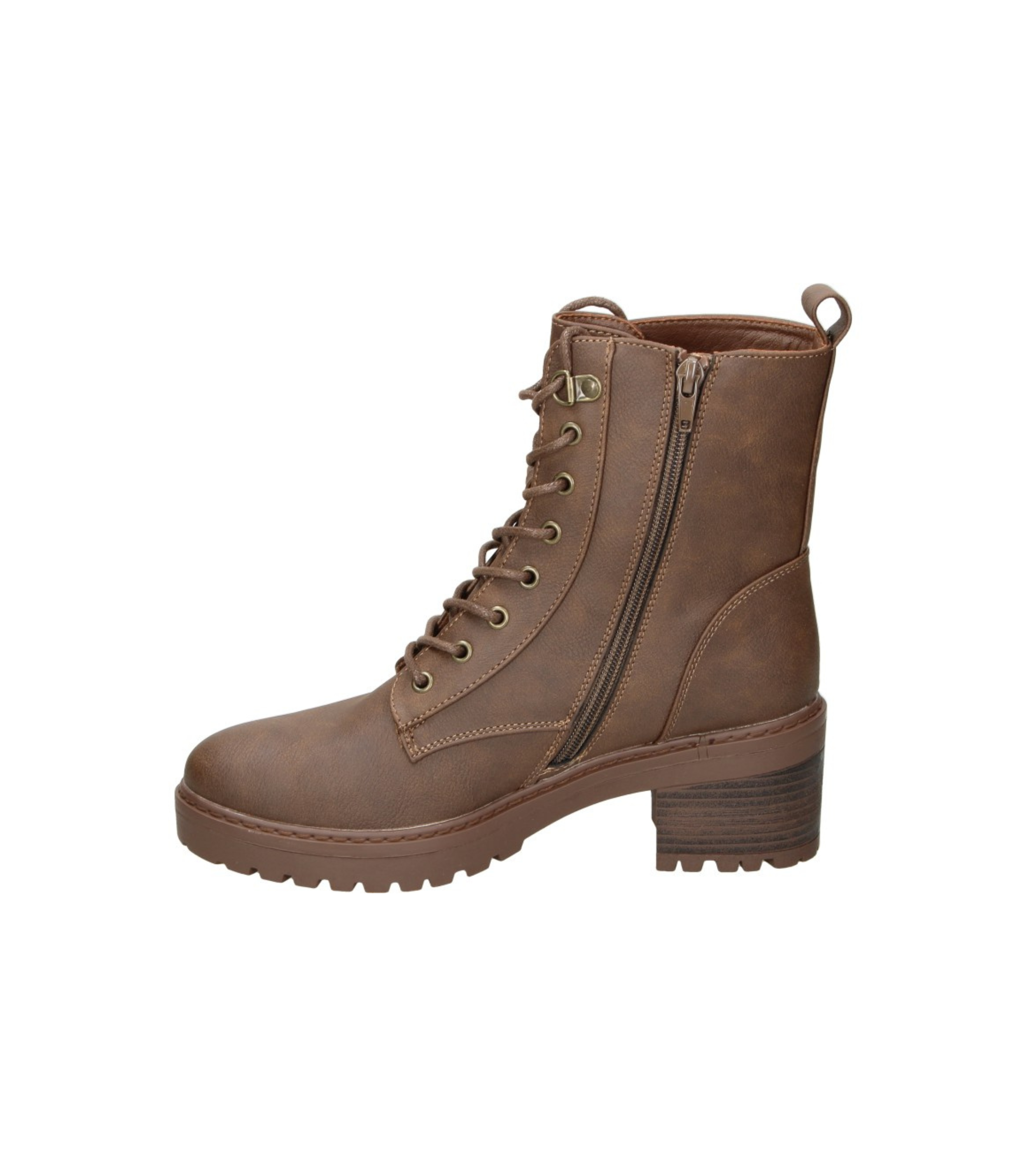 Botines con tacón estilo militar Skydiva Flex en color marrón para mujer