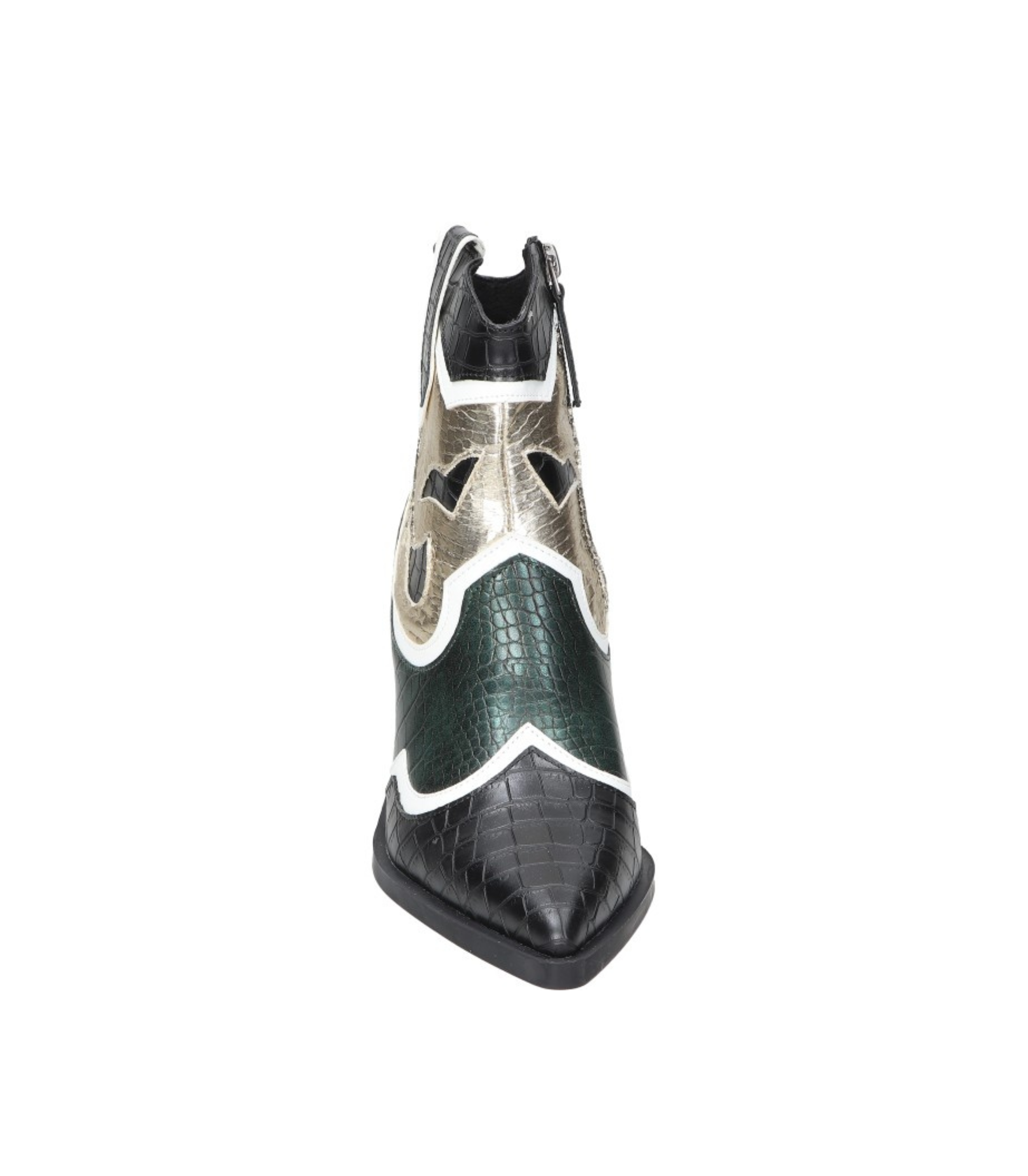 Botines cowboy para mujer SKYDIVA FOMO en color negro y verde, vista frontal