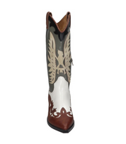 Botas cowboy para mujer SKYDIVA DELULU con estampado marrón y verde, vista frontal