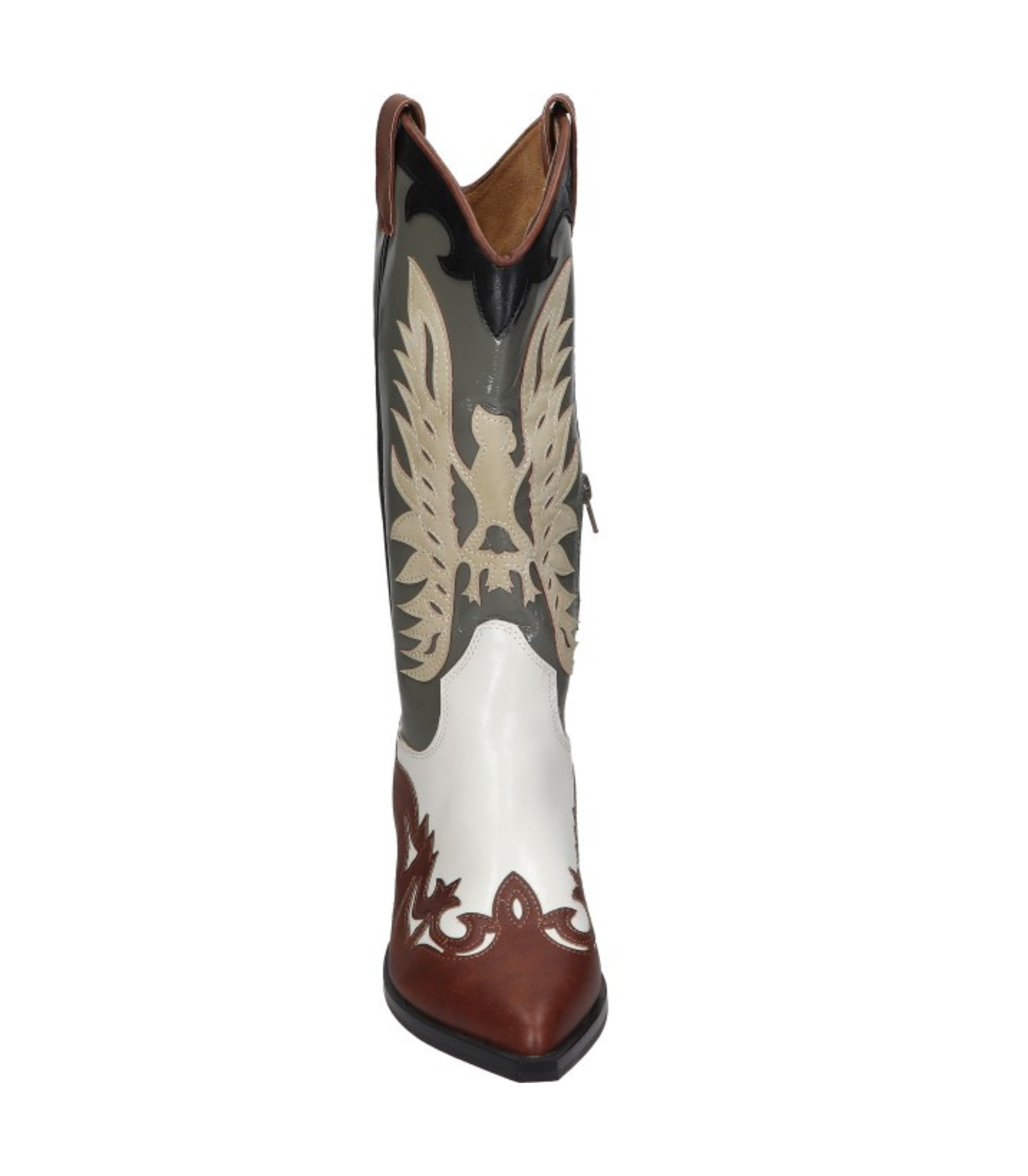 Botas cowboy para mujer SKYDIVA DELULU con estampado marrón y verde, vista frontal